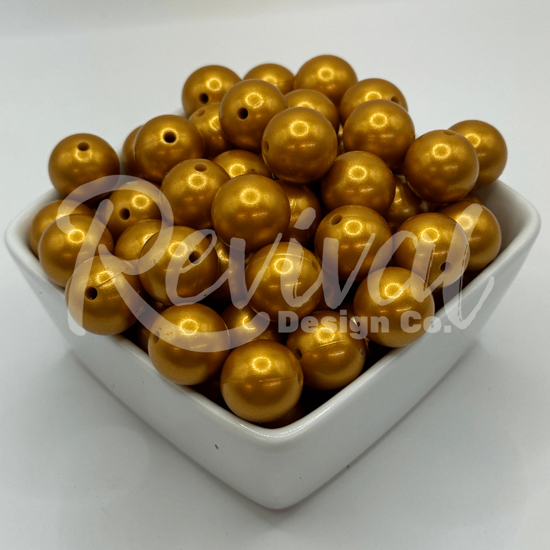 15mm Metallic Silicone Bead - Gold Doubloon