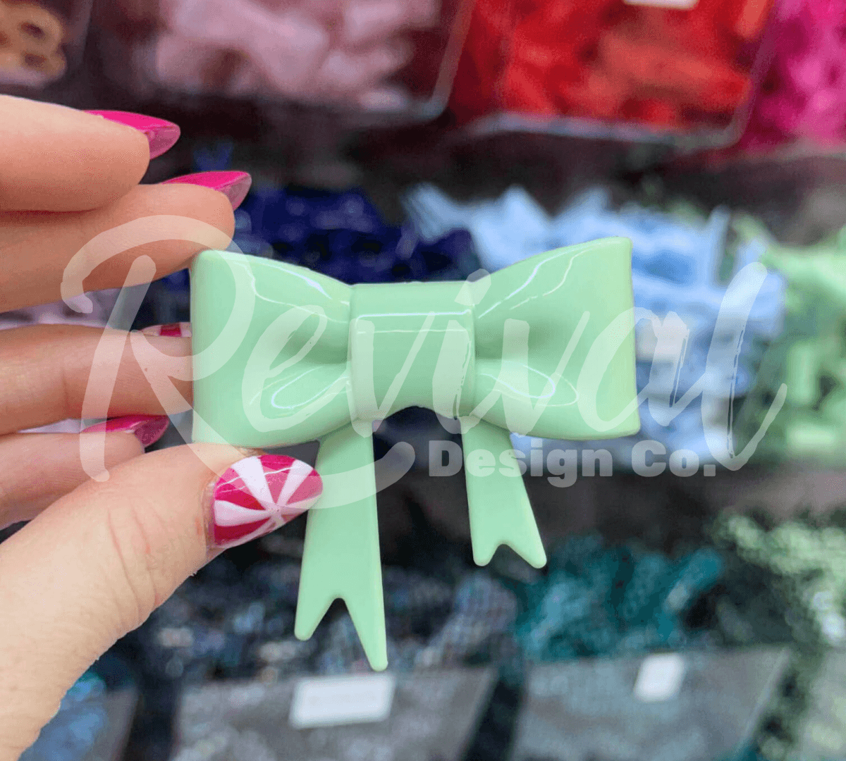 Mint - Silicone Bow Focal/Straw Topper