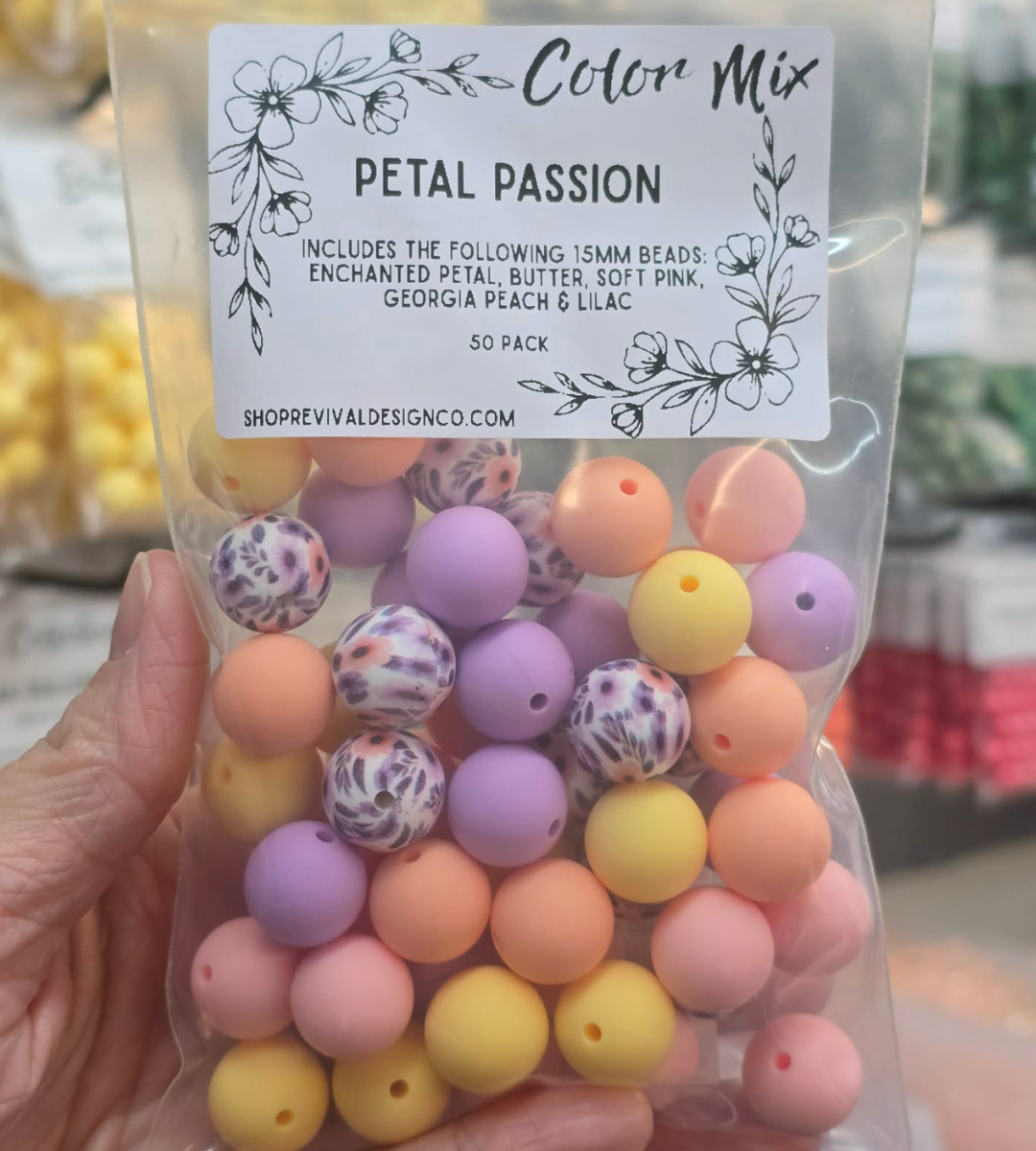 Petal Passion Color Mix - 15mm Silicone Beads - 50 Pack