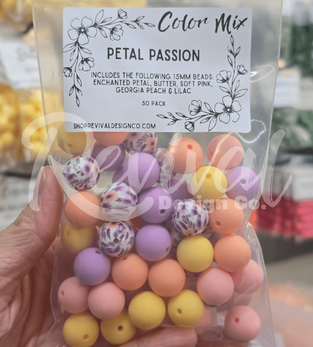 Petal Passion Color Mix - 15mm Silicone Beads - 50 Pack