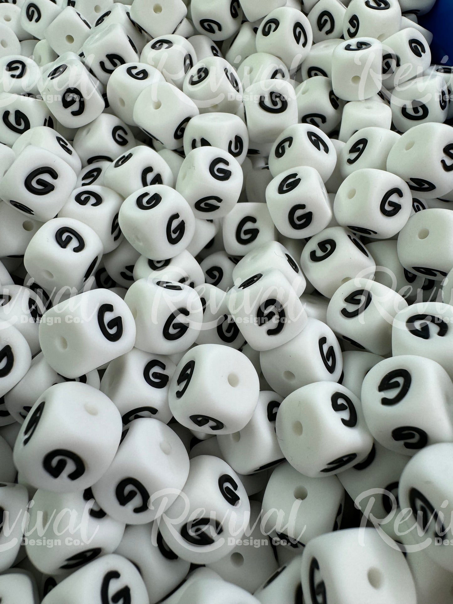 "G" - 12mm Silicone Letter Bead