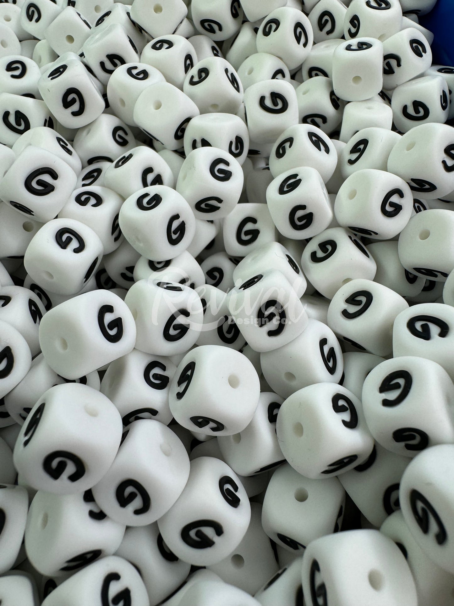 "G" - 12mm Silicone Letter Bead