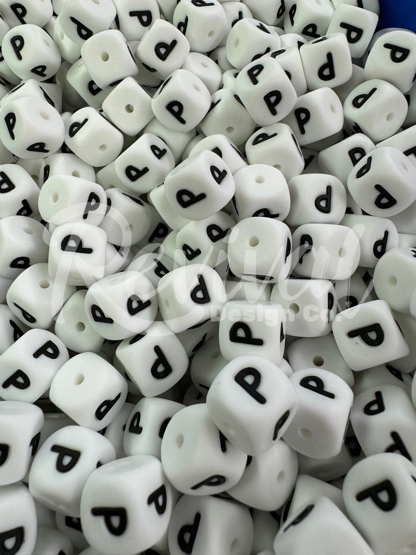 "P" - 12mm Silicone Letter Bead