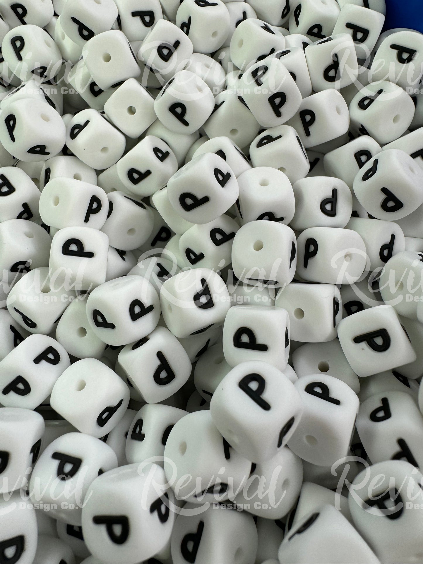 "P" - 12mm Silicone Letter Bead