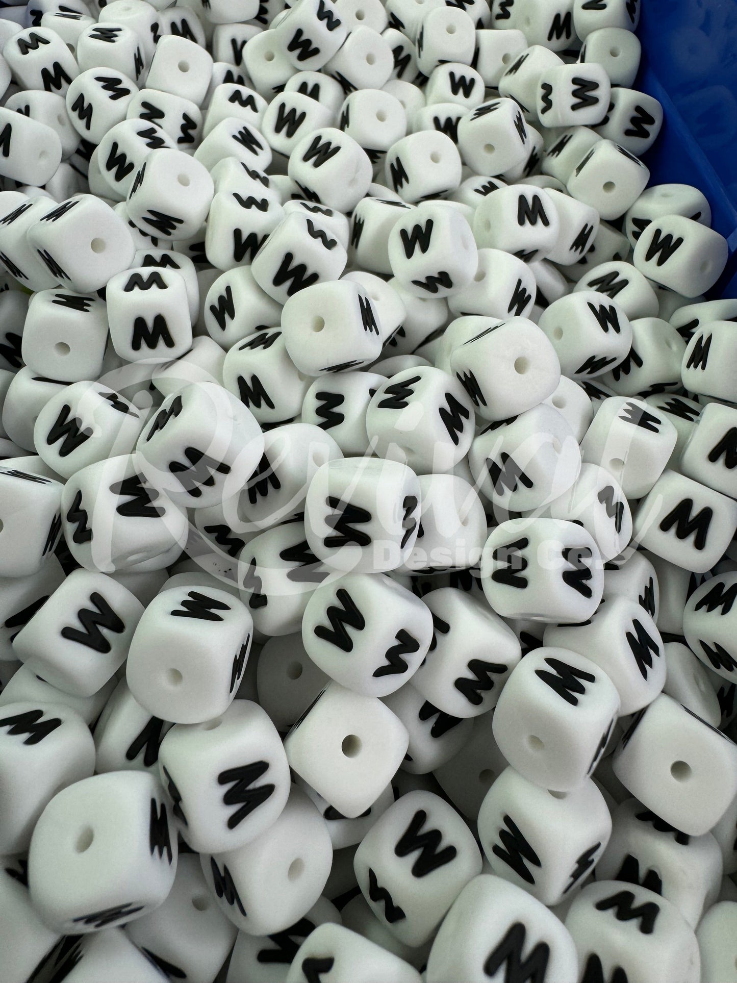 "W" - 12mm Silicone Letter Bead