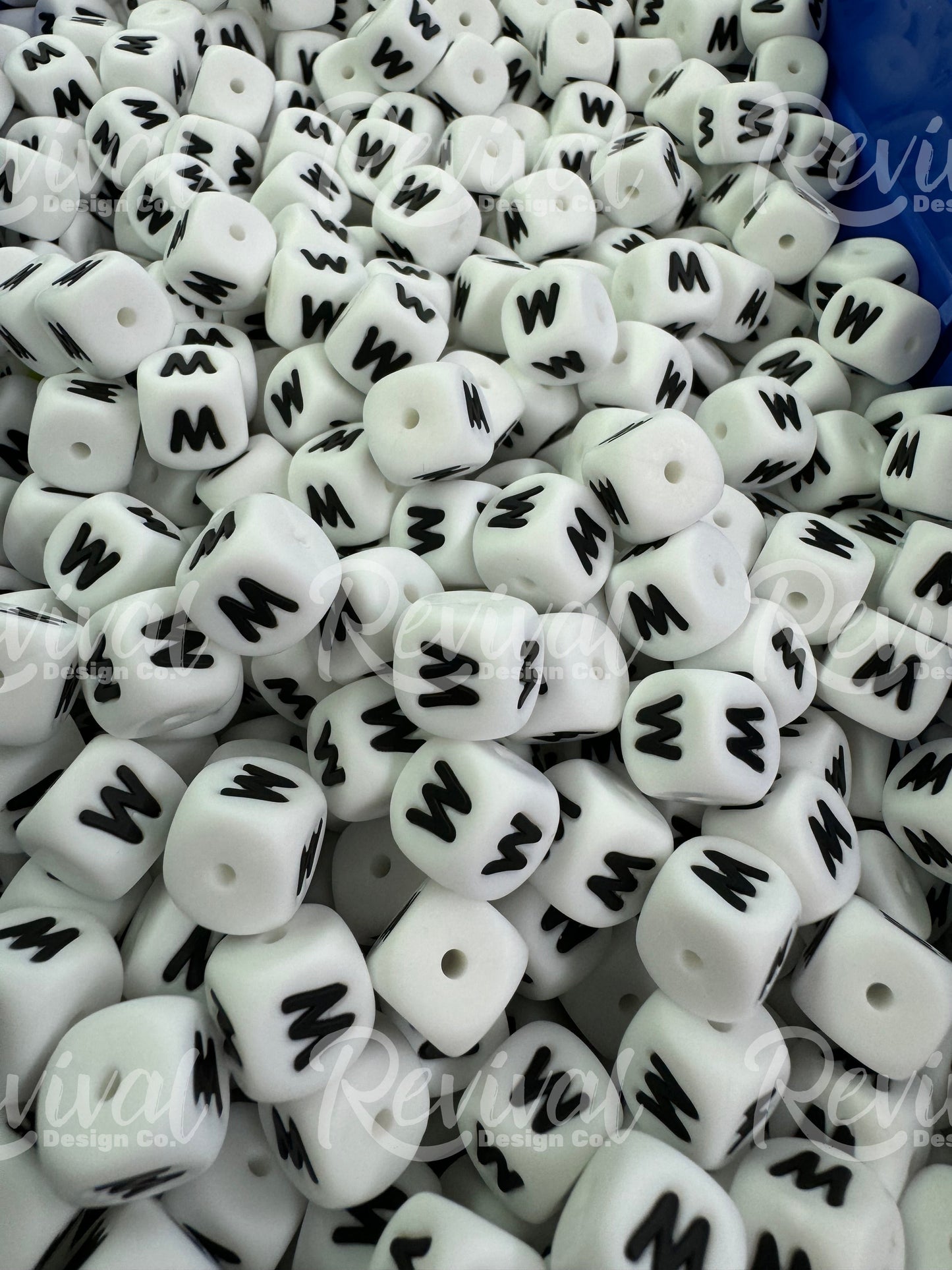 "W" - 12mm Silicone Letter Bead