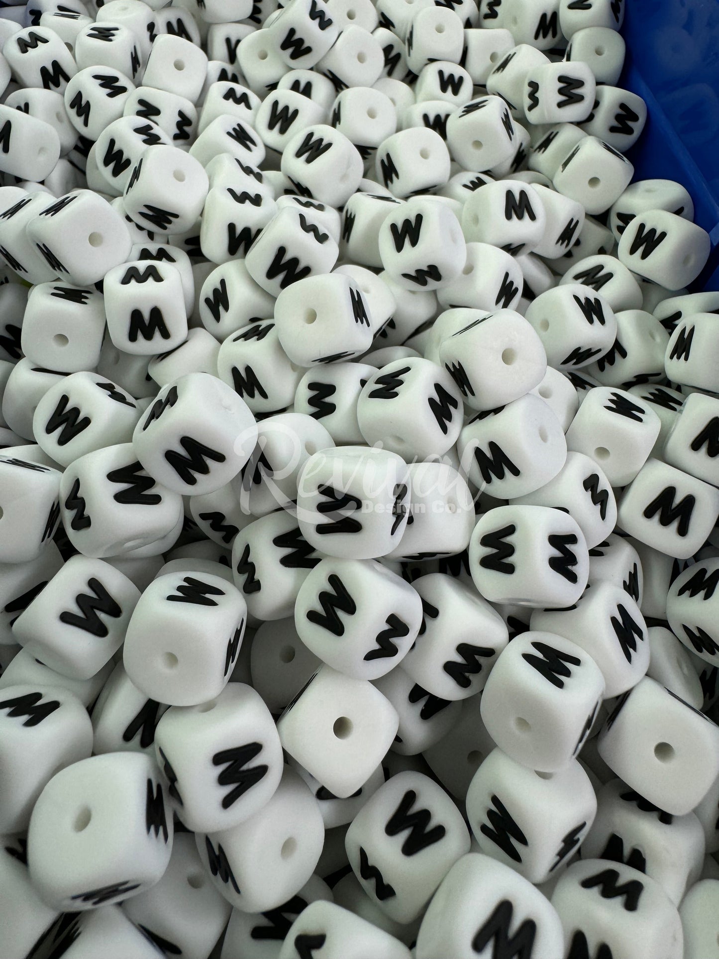 "W" - 12mm Silicone Letter Bead