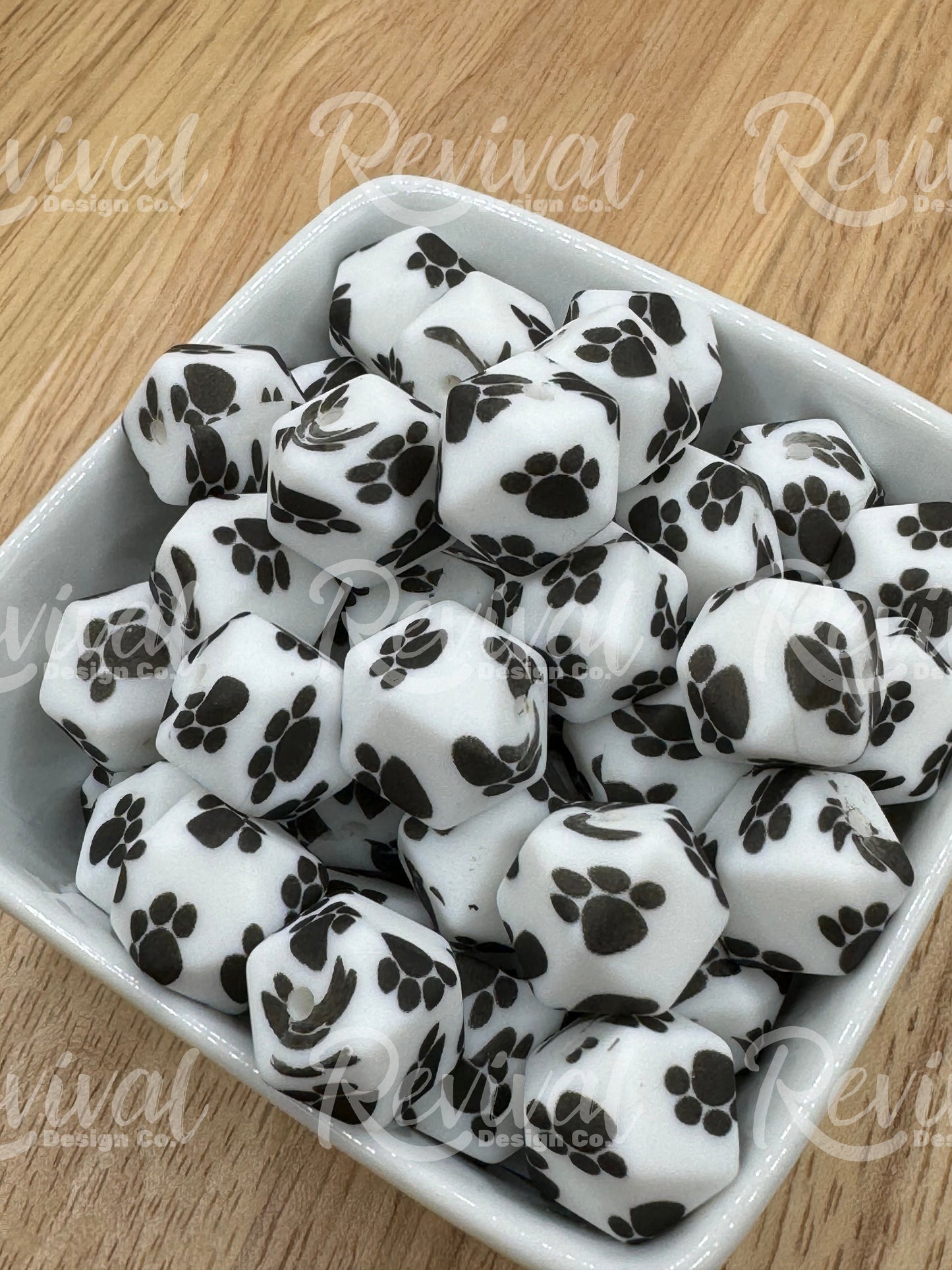 Paw Print - 14mm Silicone Hexagon