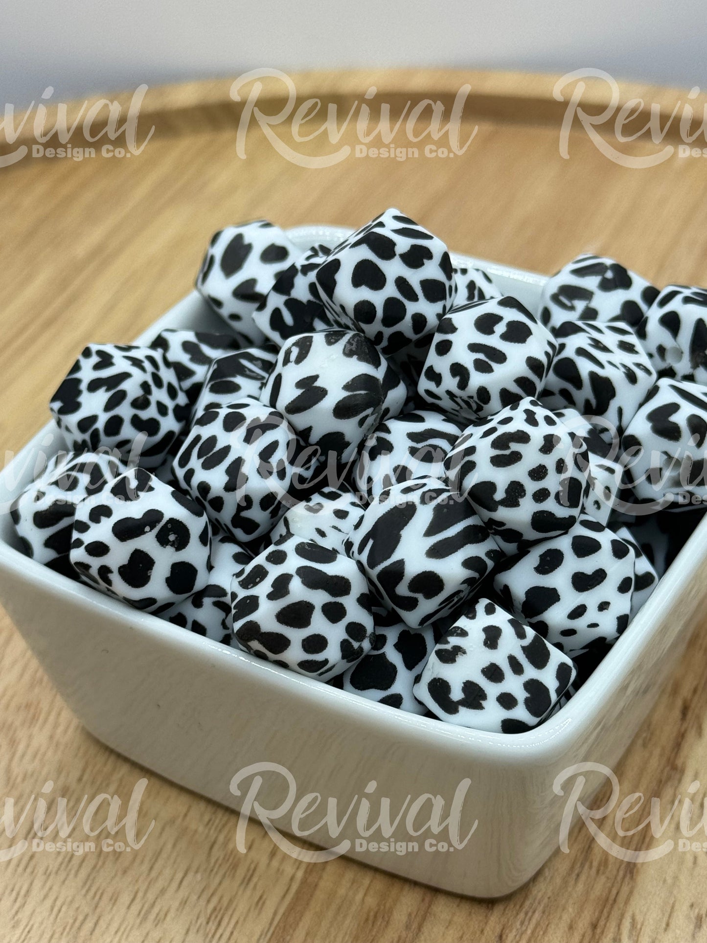 Cow Print - 14mm Silicone Hexagon