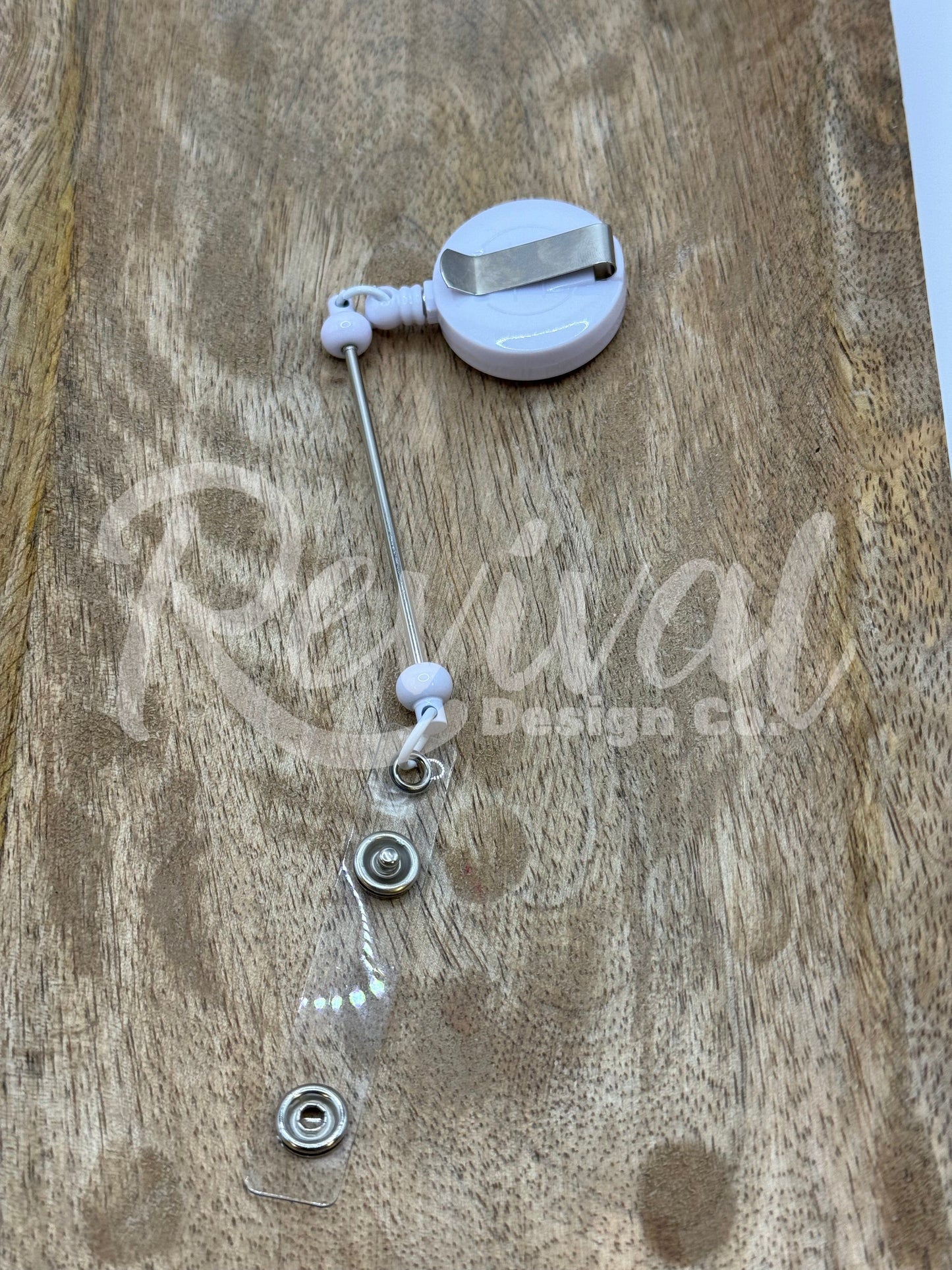 White - Beadable Bar Badge Reel