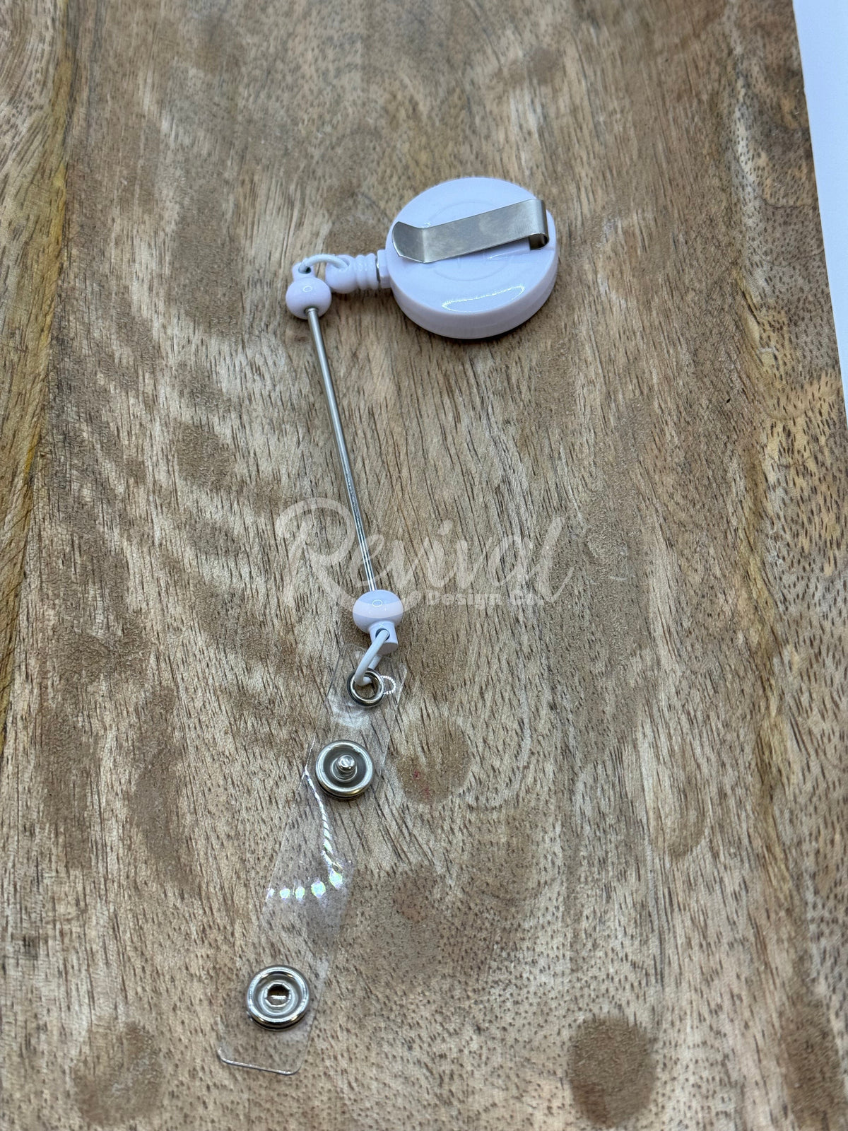 White - Beadable Bar Badge Reel