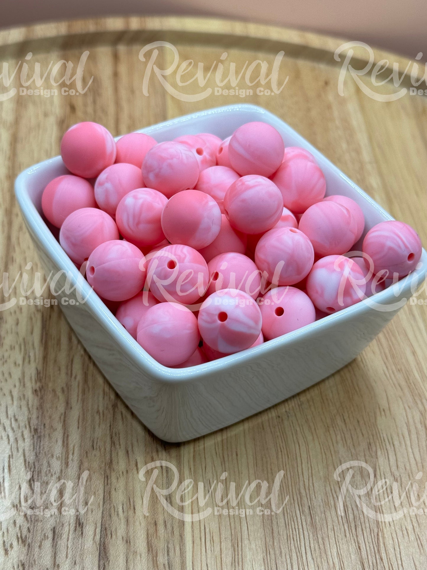 15mm Swirl Silicone Bead - Strawberry Milkshake