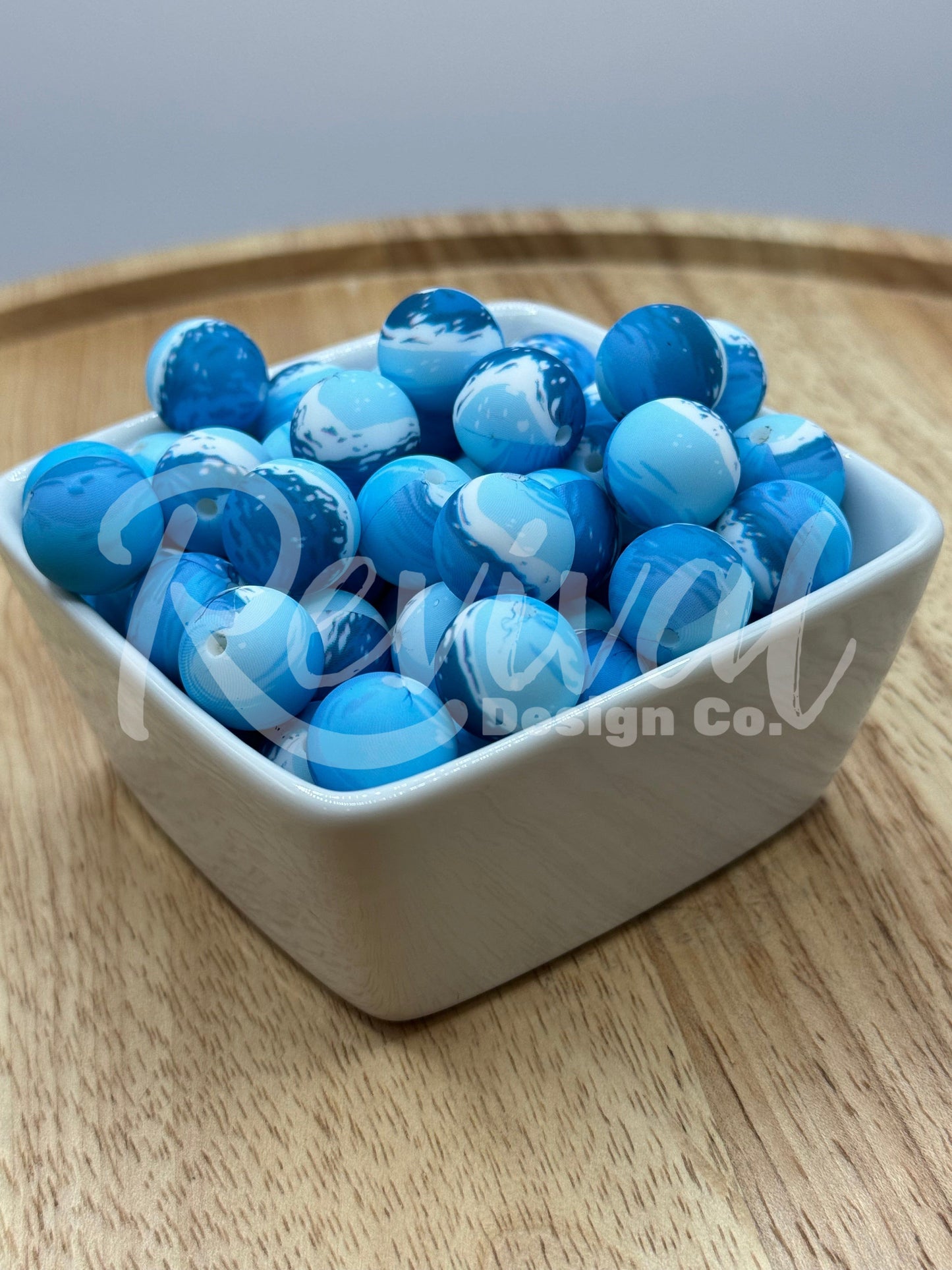 15mm Patterned Silicone Bead - Riptide