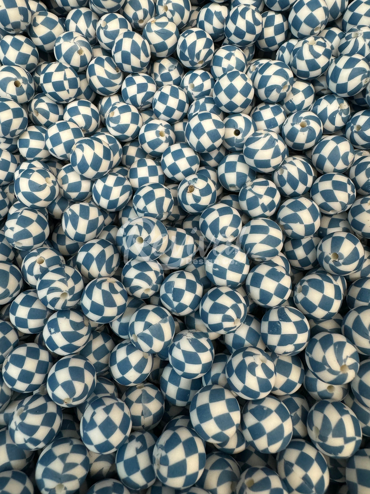 15mm Patterned Silicone Bead - Revival Checker