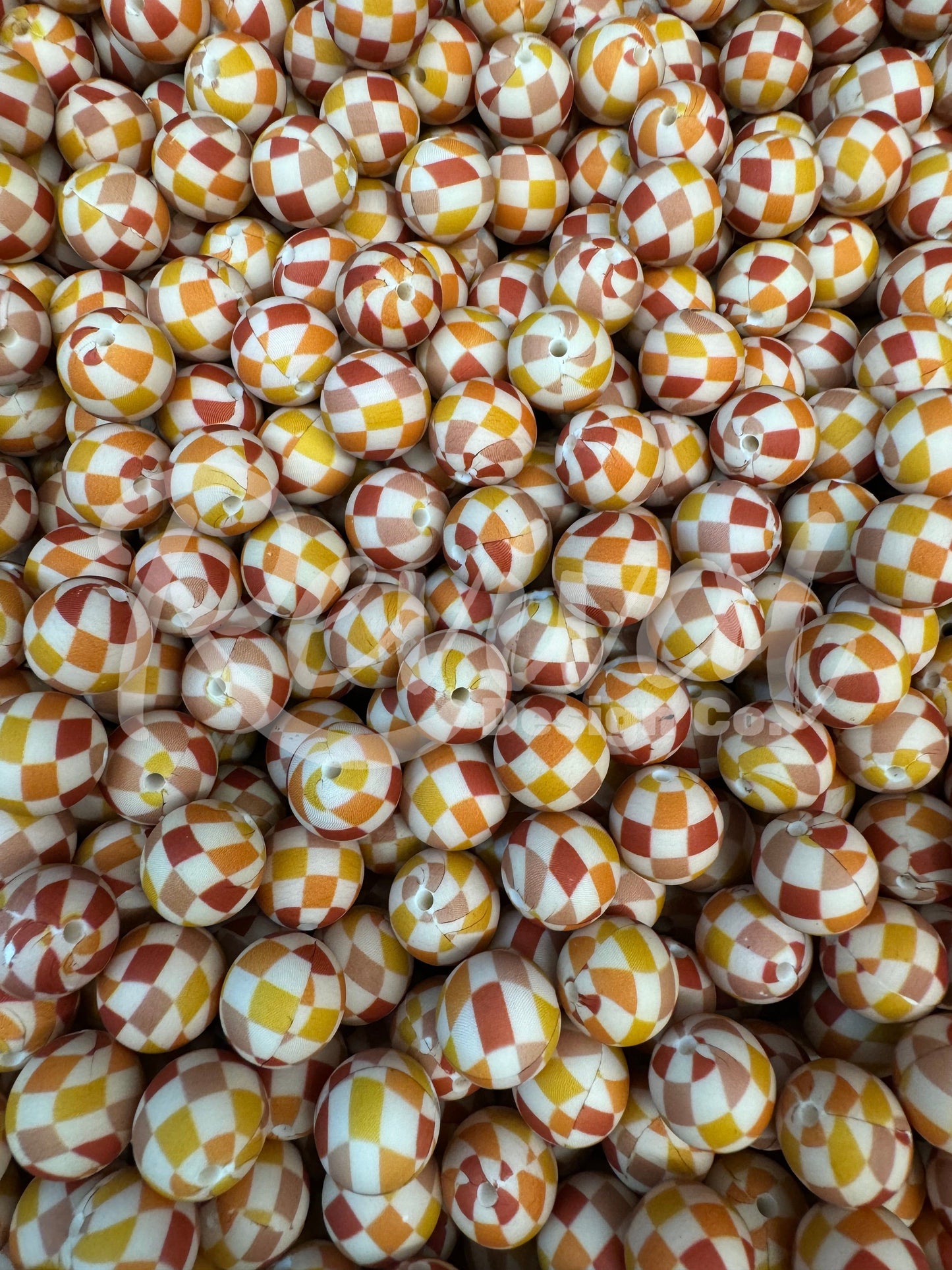 15mm Patterned Silicone Bead - Murphy's Check - Fall