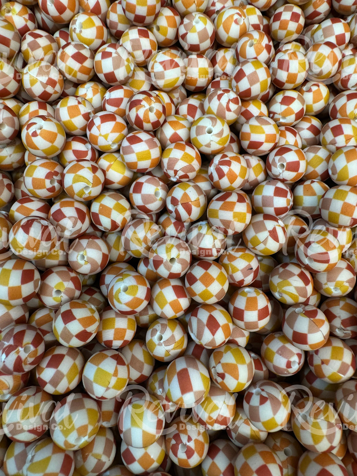 15mm Patterned Silicone Bead - Fall Checker