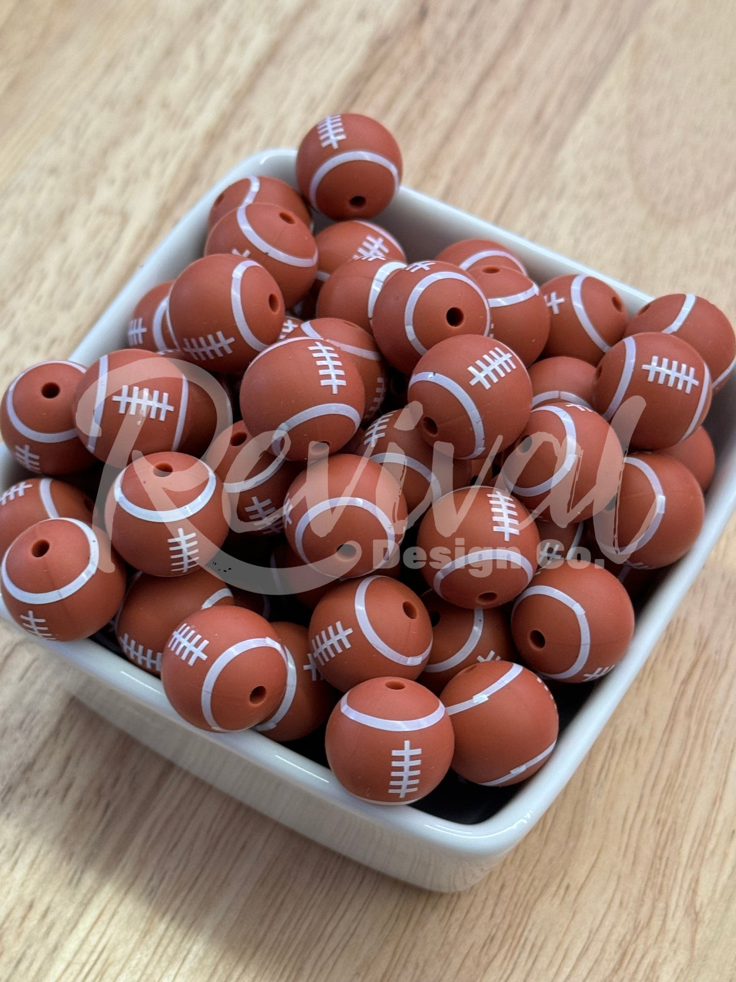 15mm Patterned Silicone Bead - Football