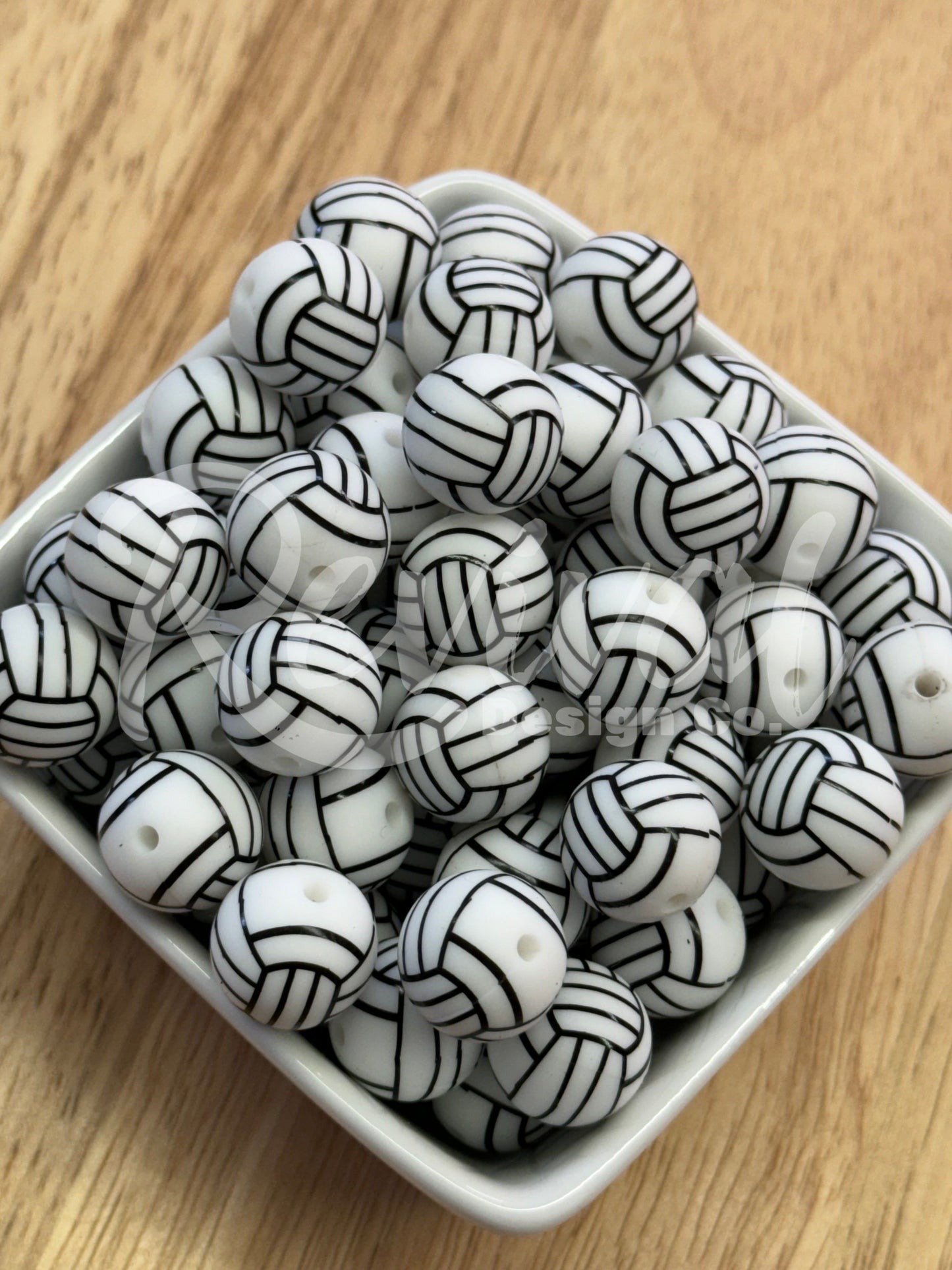 15mm Patterned Silicone Bead - Volley Ball
