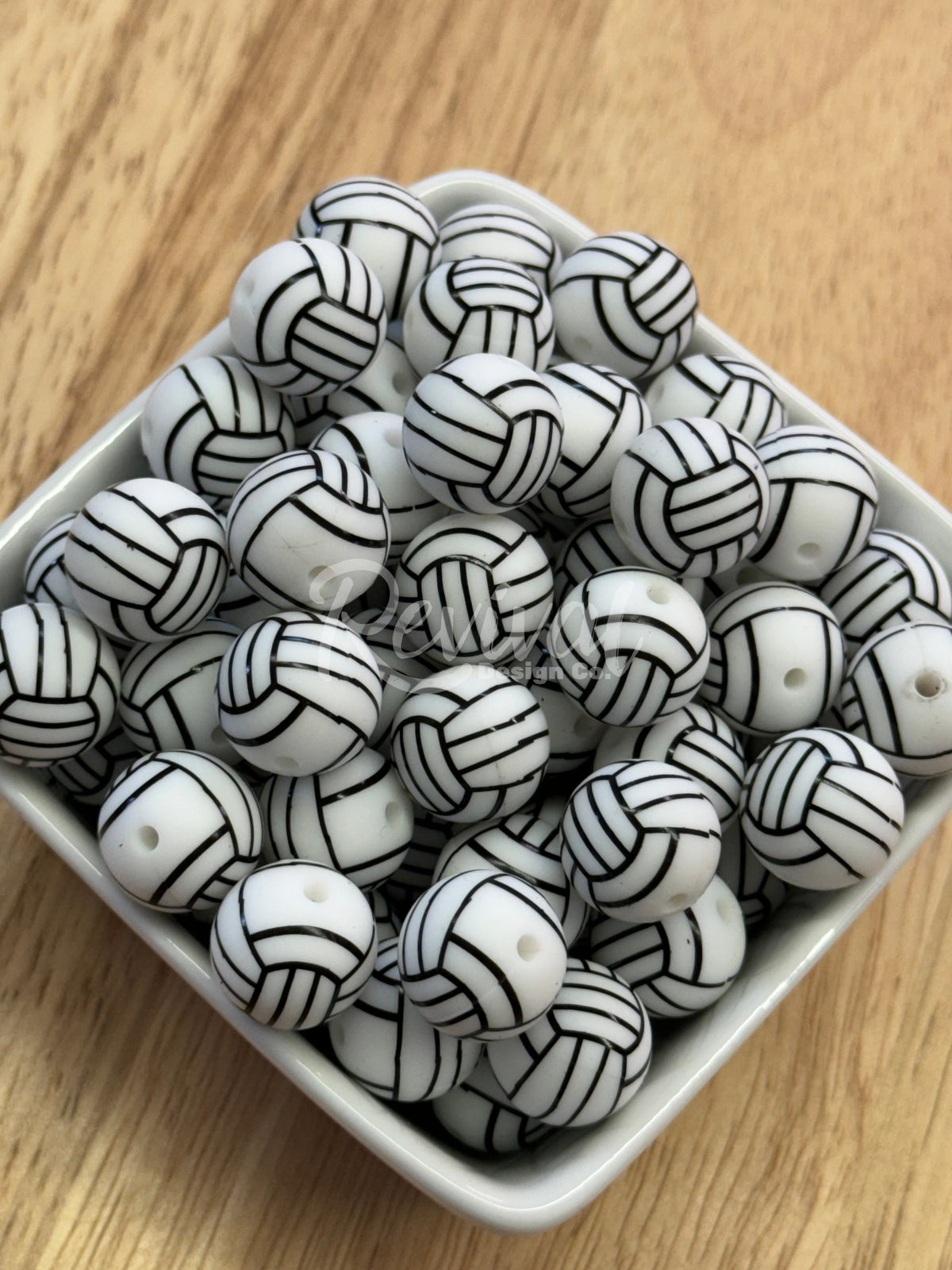15mm Patterned Silicone Bead - Volley Ball