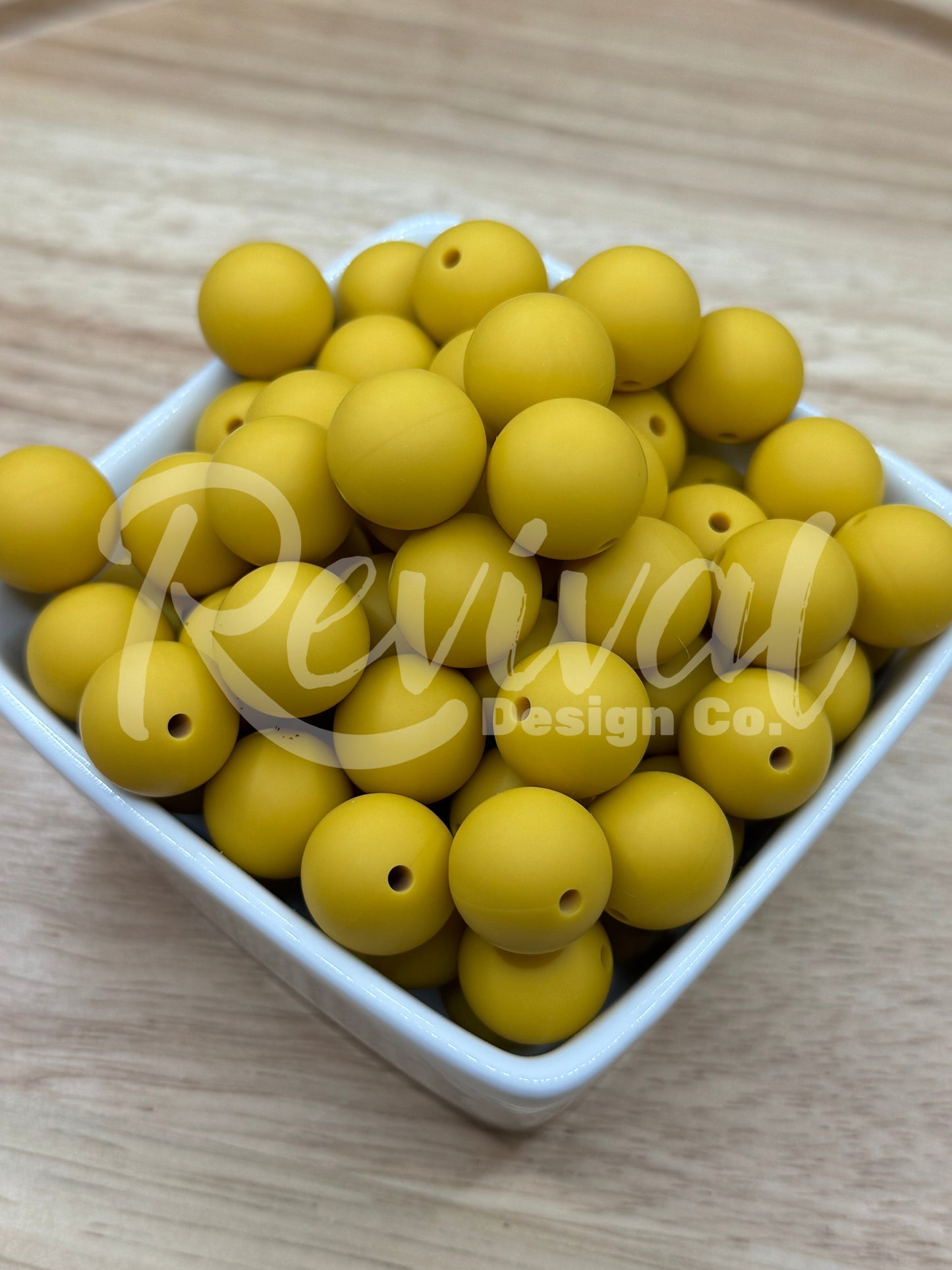 15mm Solid Color Silicone Bead - Mustard