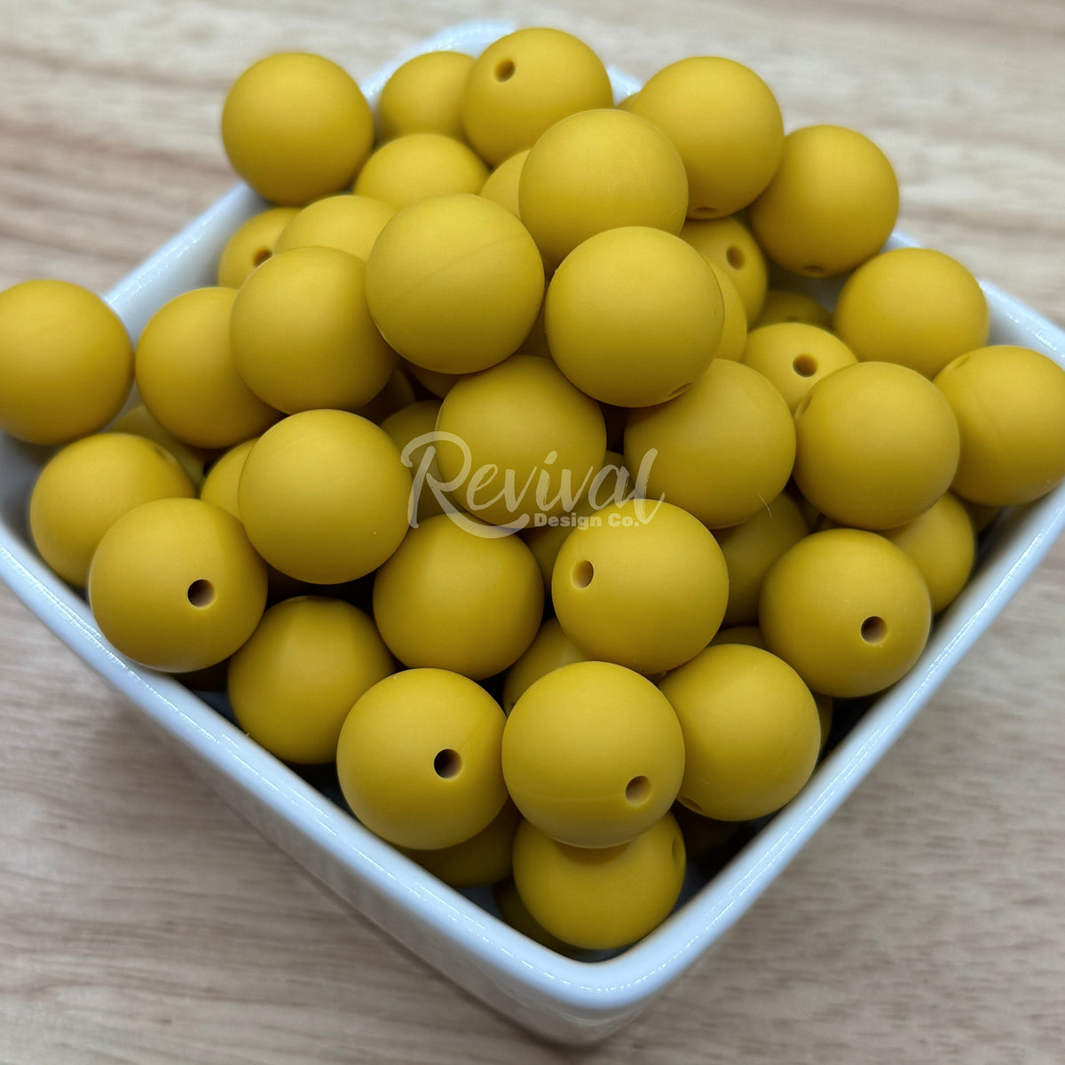 15mm Solid Color Silicone Bead - Mustard