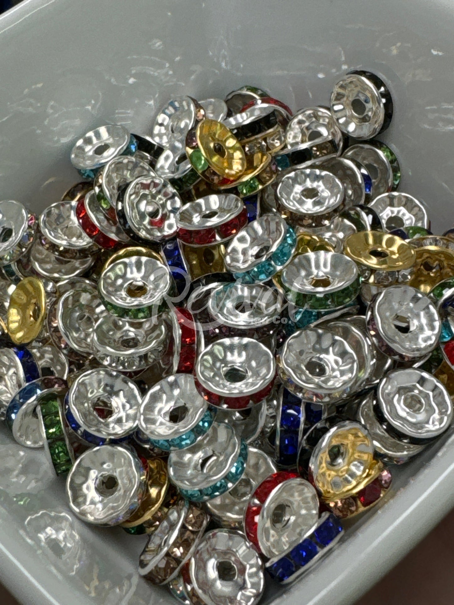*DISCONTINUING* Disco Fever - 10mm Rhinestone Spacer Mix (pack of 50)
