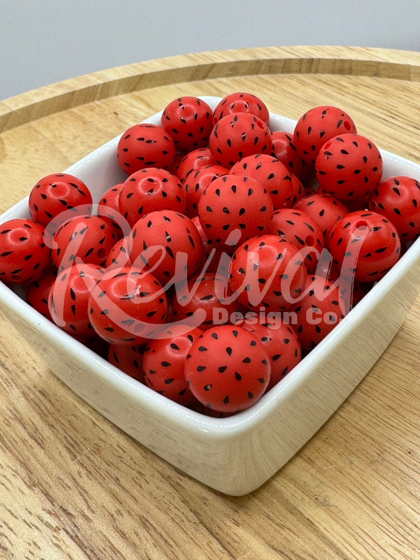 15mm Patterned Silicone Bead - Watermelon Seed