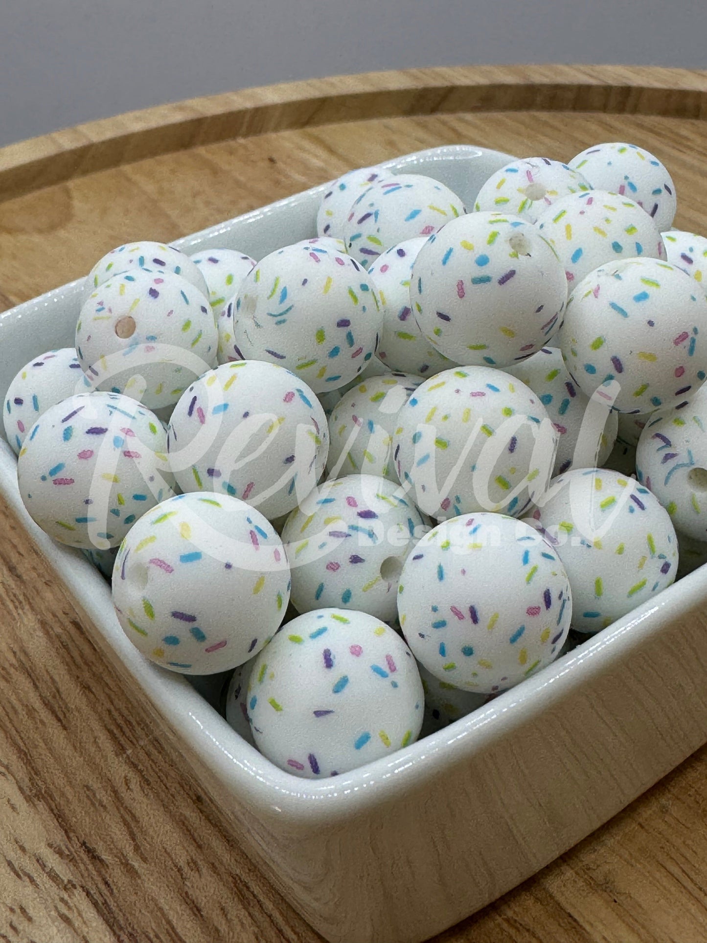 15mm Patterned Silicone Bead - Sprinkles