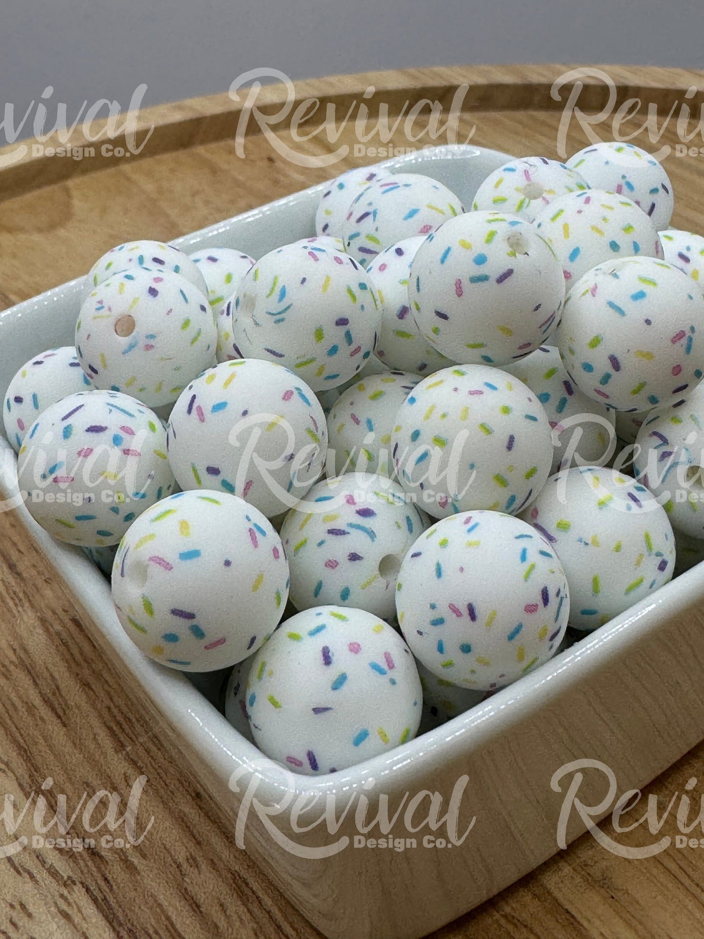 15mm Patterned Silicone Bead - Sprinkles