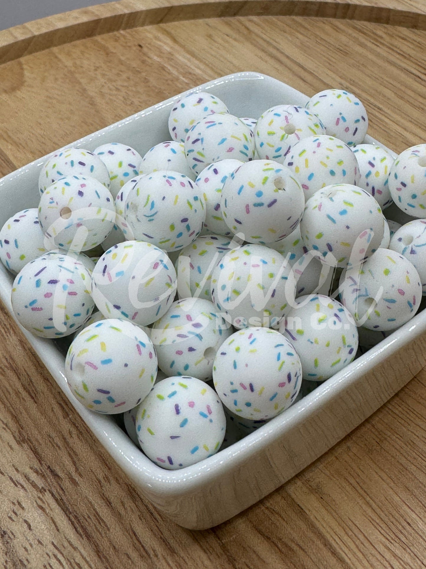 15mm Patterned Silicone Bead - Sprinkles