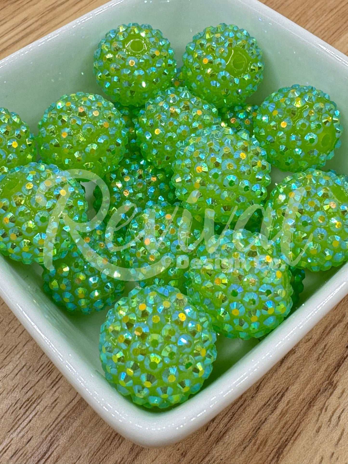 20mm Rhinestone - Green Apple