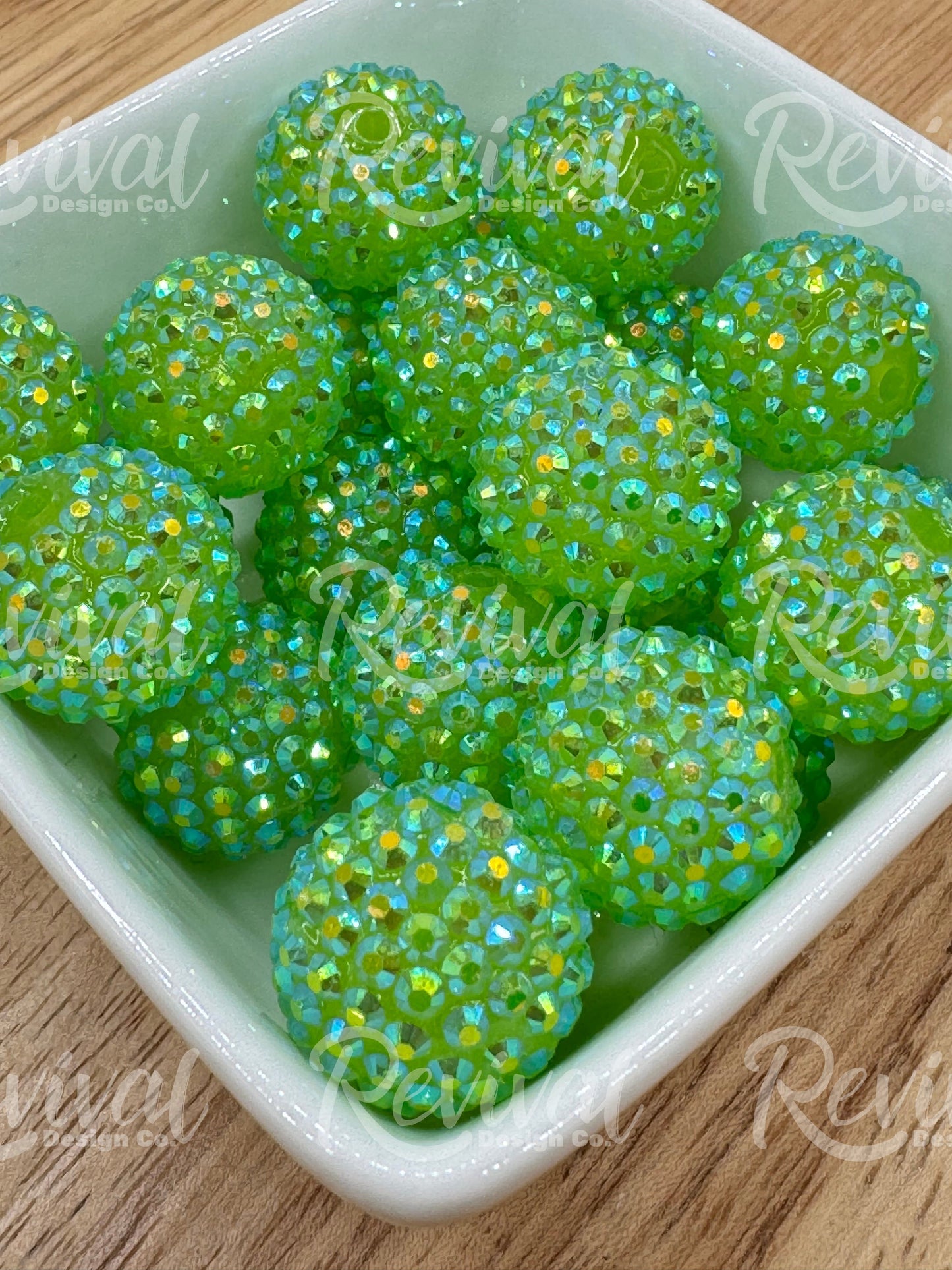 20mm Rhinestone - Green Apple