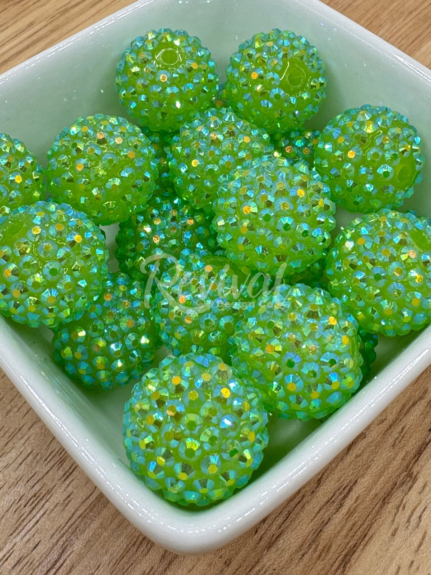20mm Rhinestone - Green Apple