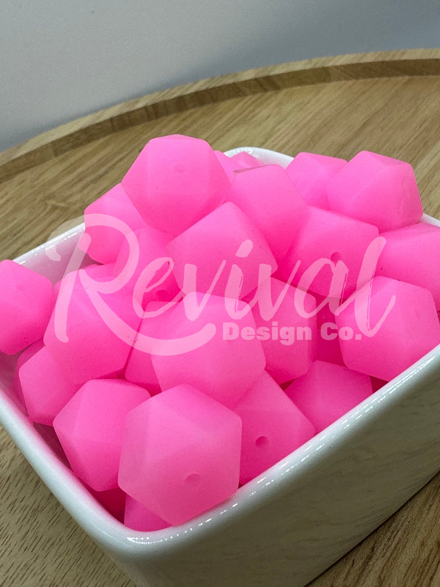Pink Glow - 14mm Glow Hexagon Bead