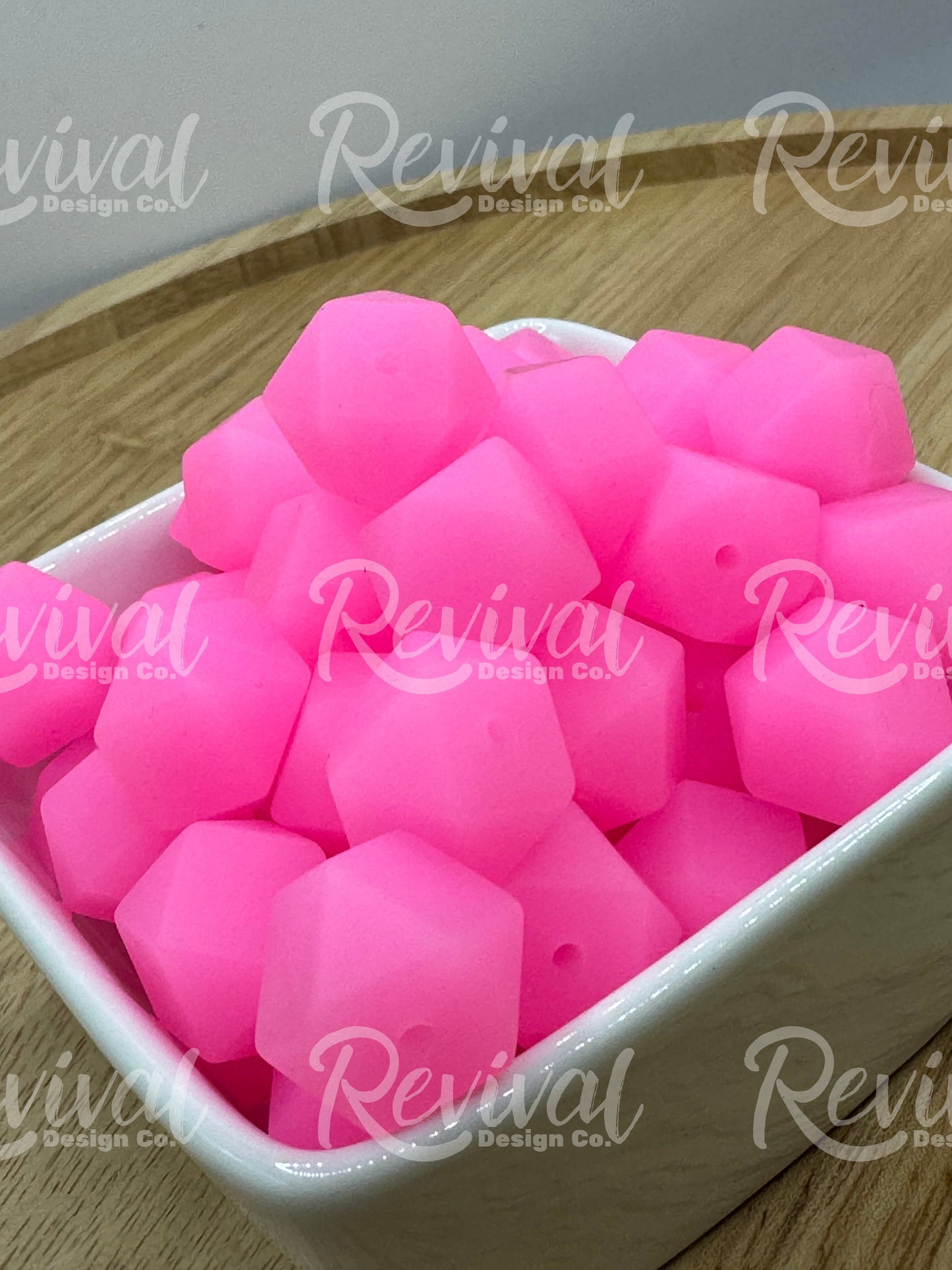 Pink Glow - 14mm Glow Hexagon Bead