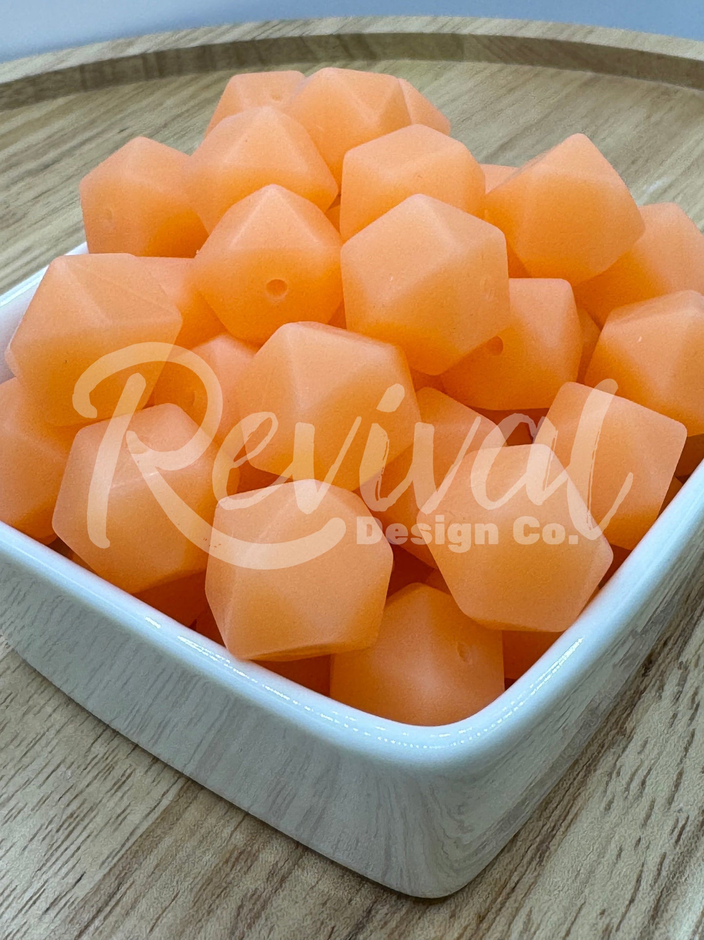 Peach Glow - 14mm Glow Hexagon Bead