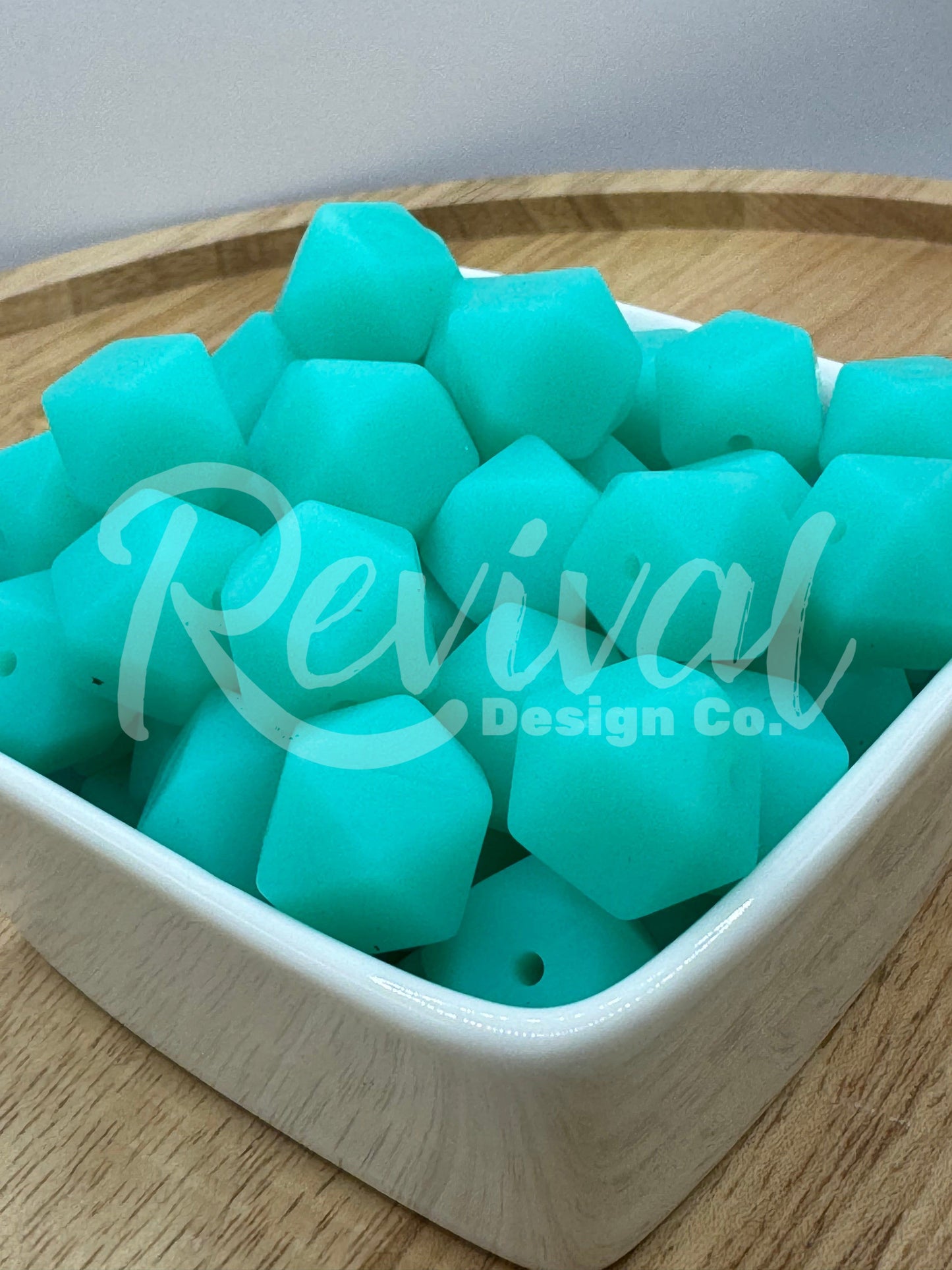 Turquoise Glow - 14mm Glow Hexagon Bead