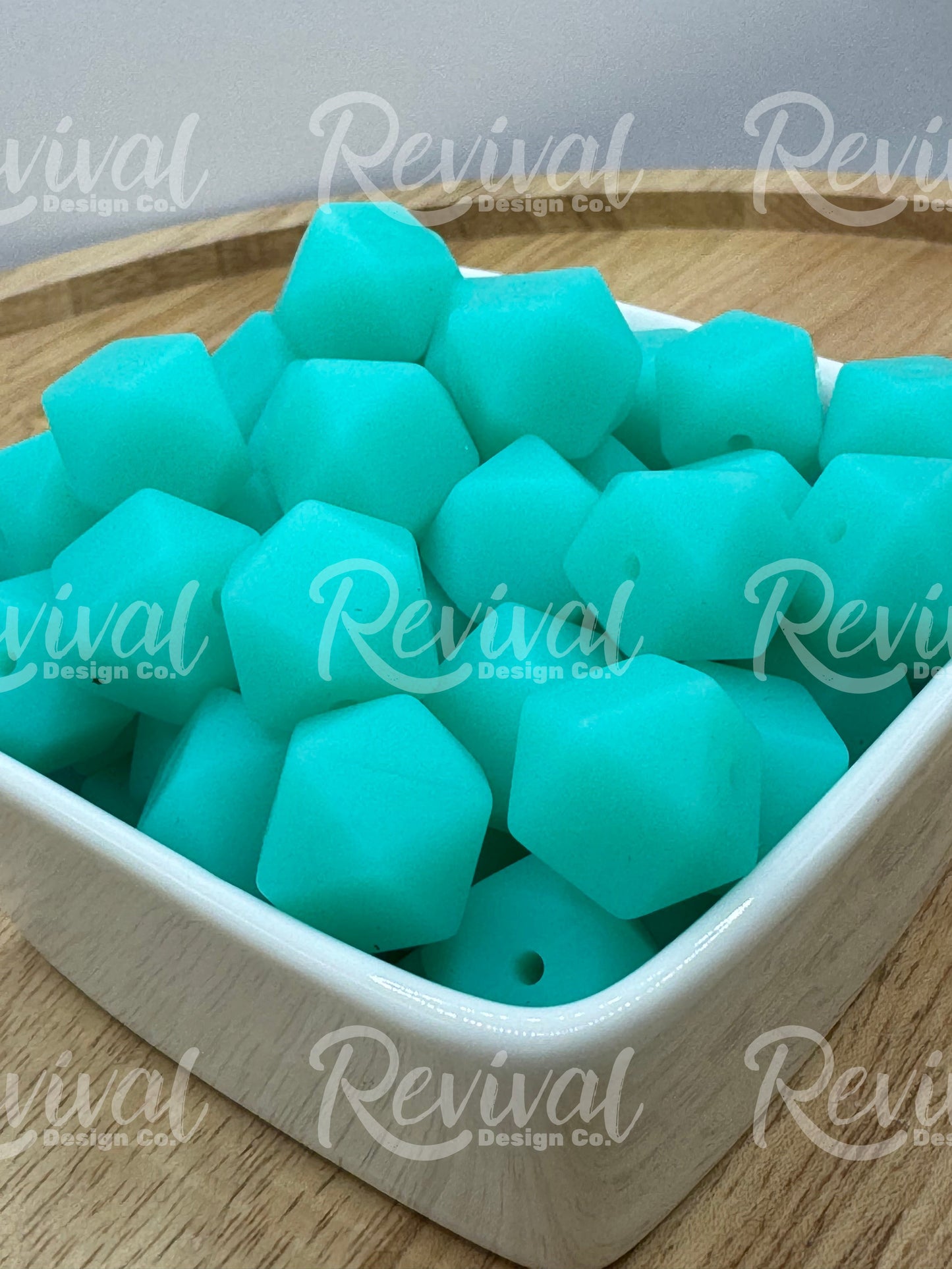 Turquoise Glow - 14mm Glow Hexagon Bead
