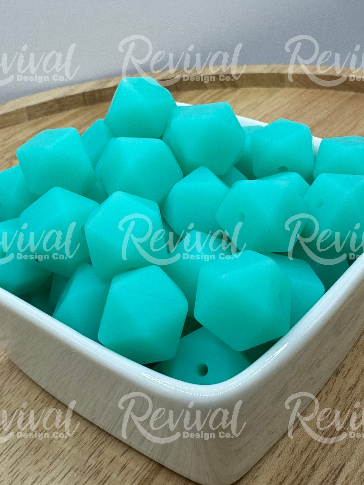 Turquoise Glow - 14mm Glow Hexagon Bead