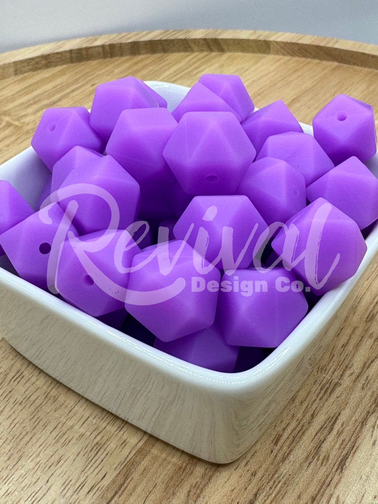 Purple Glow - 14mm Glow Hexagon Bead