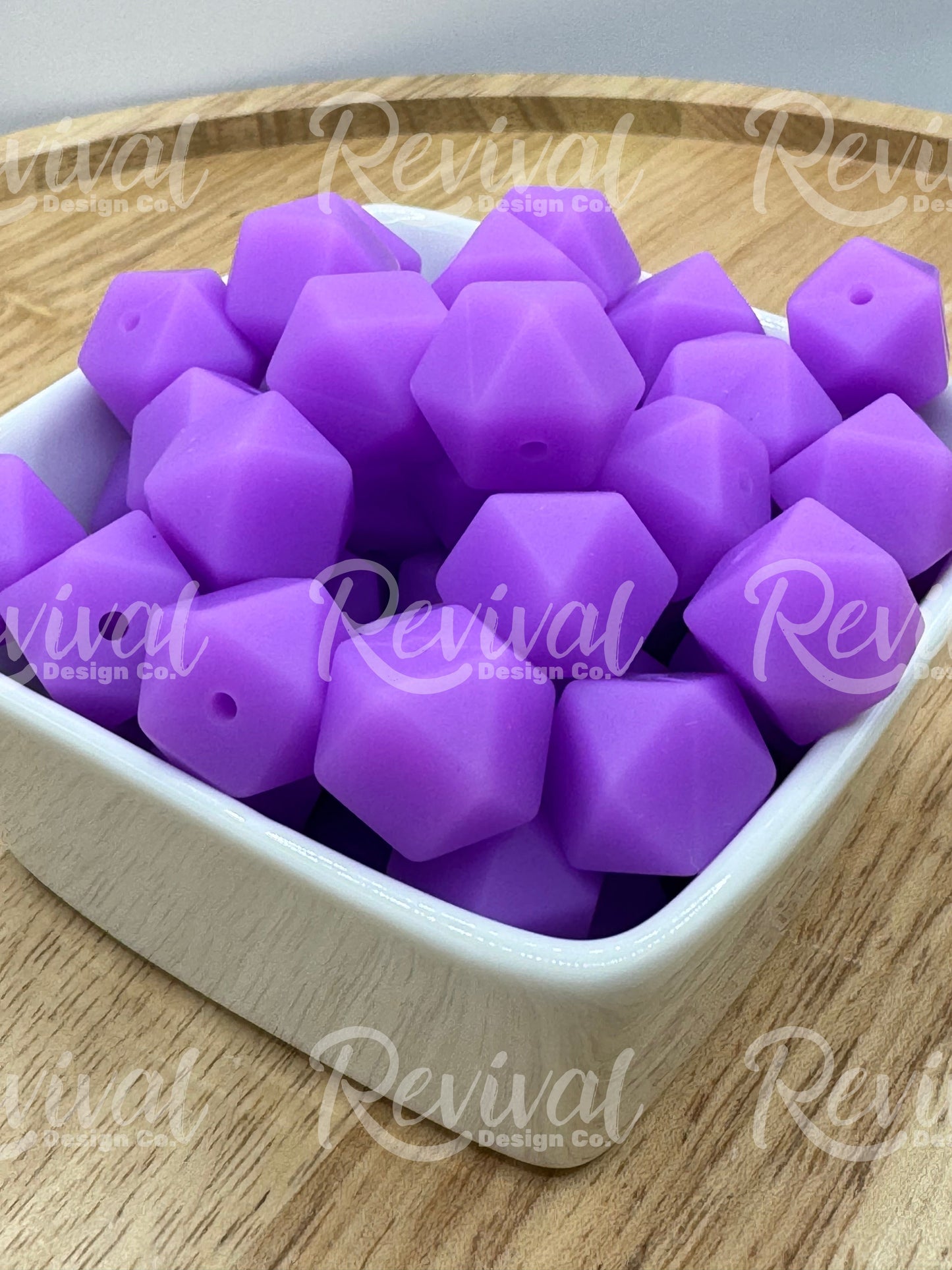 Purple Glow - 14mm Glow Hexagon Bead
