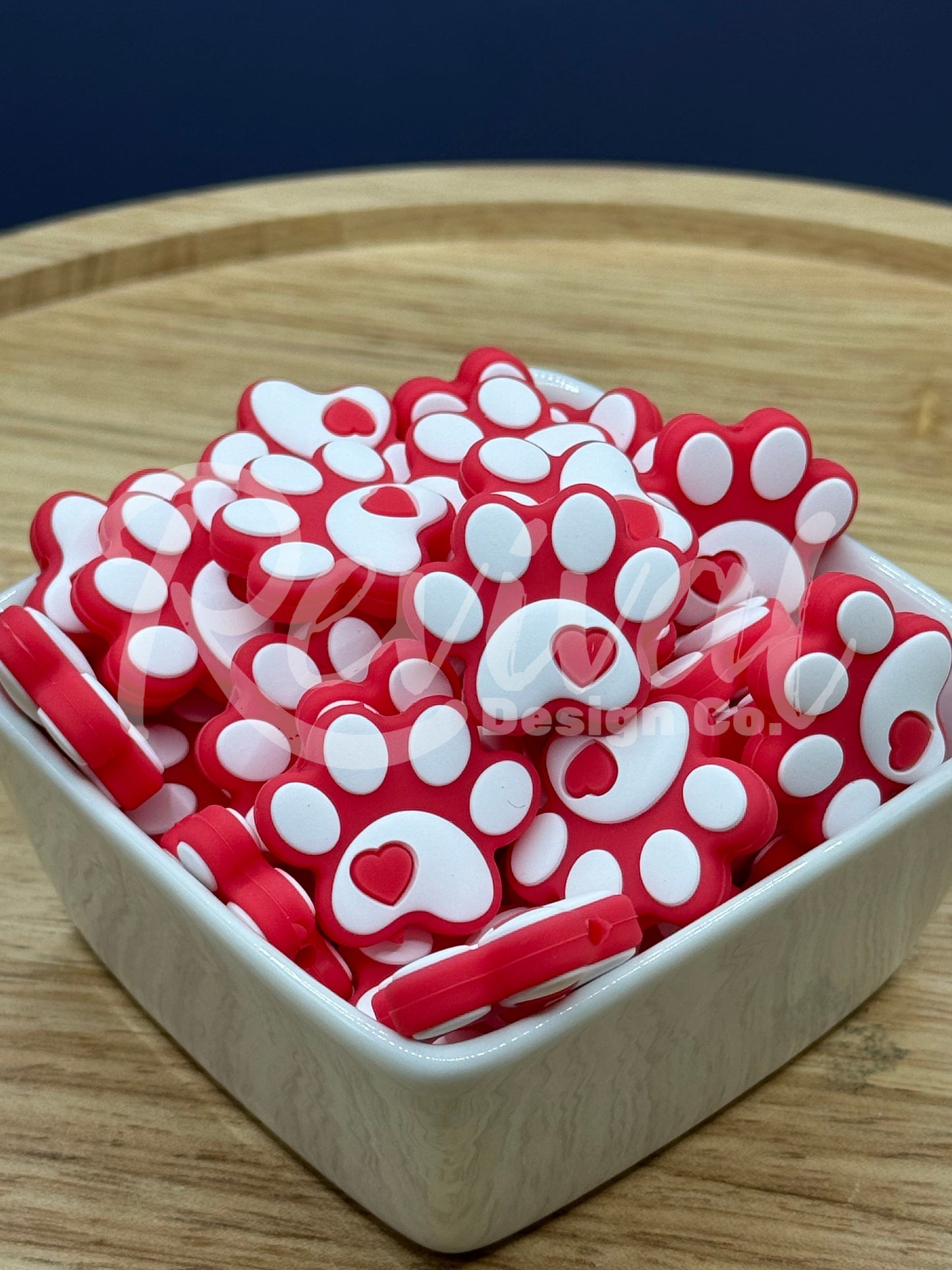 Red Paw Print - Silicone Focal Bead