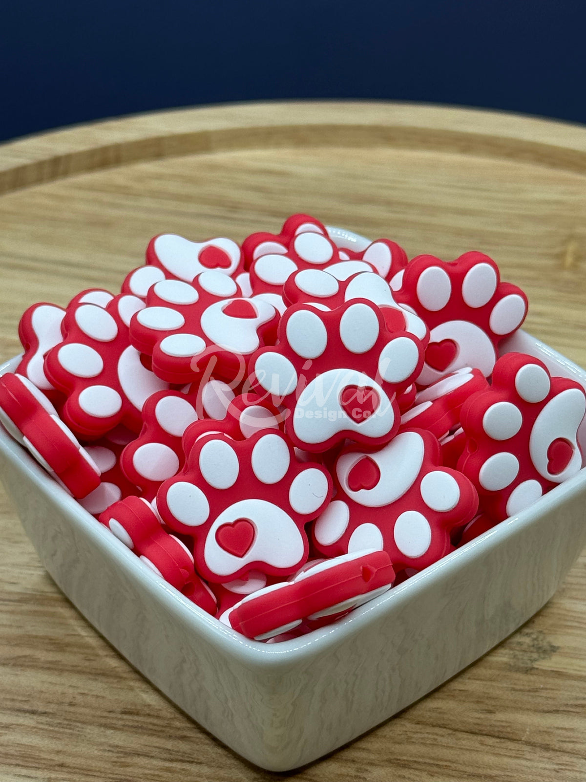 Red Paw Print - Silicone Focal Bead