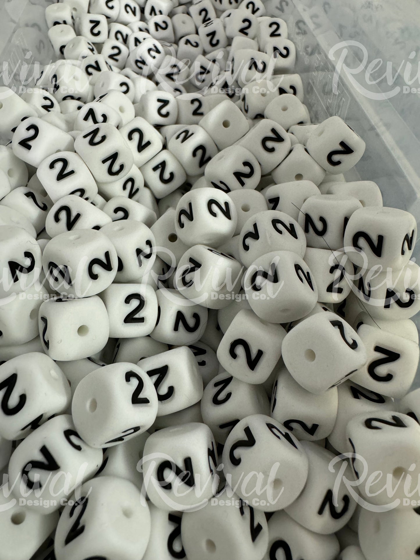 "2" - 12mm Silicone Number Bead