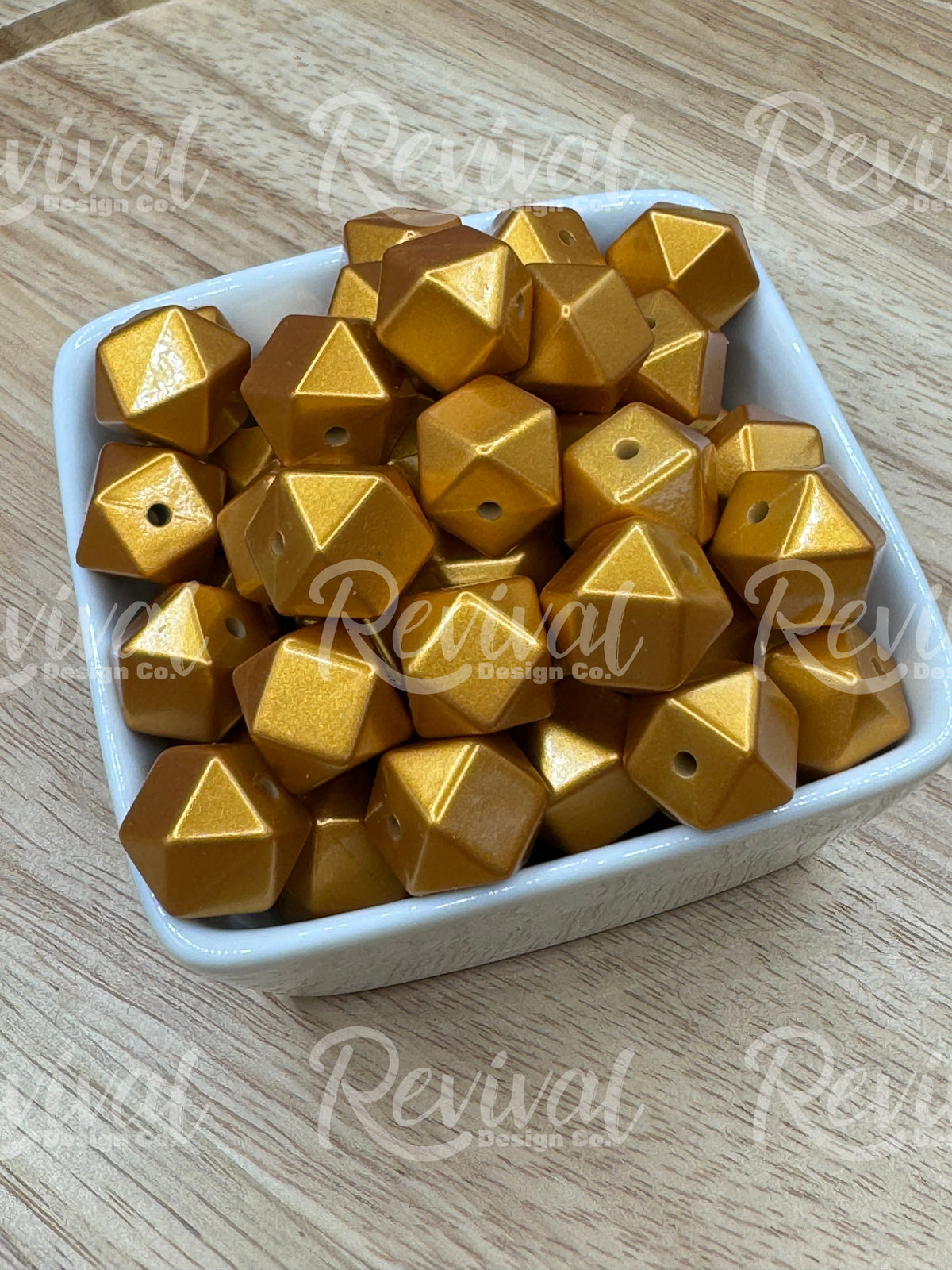 Gold Doubloon - 14mm Metallic Silicone Hexagon