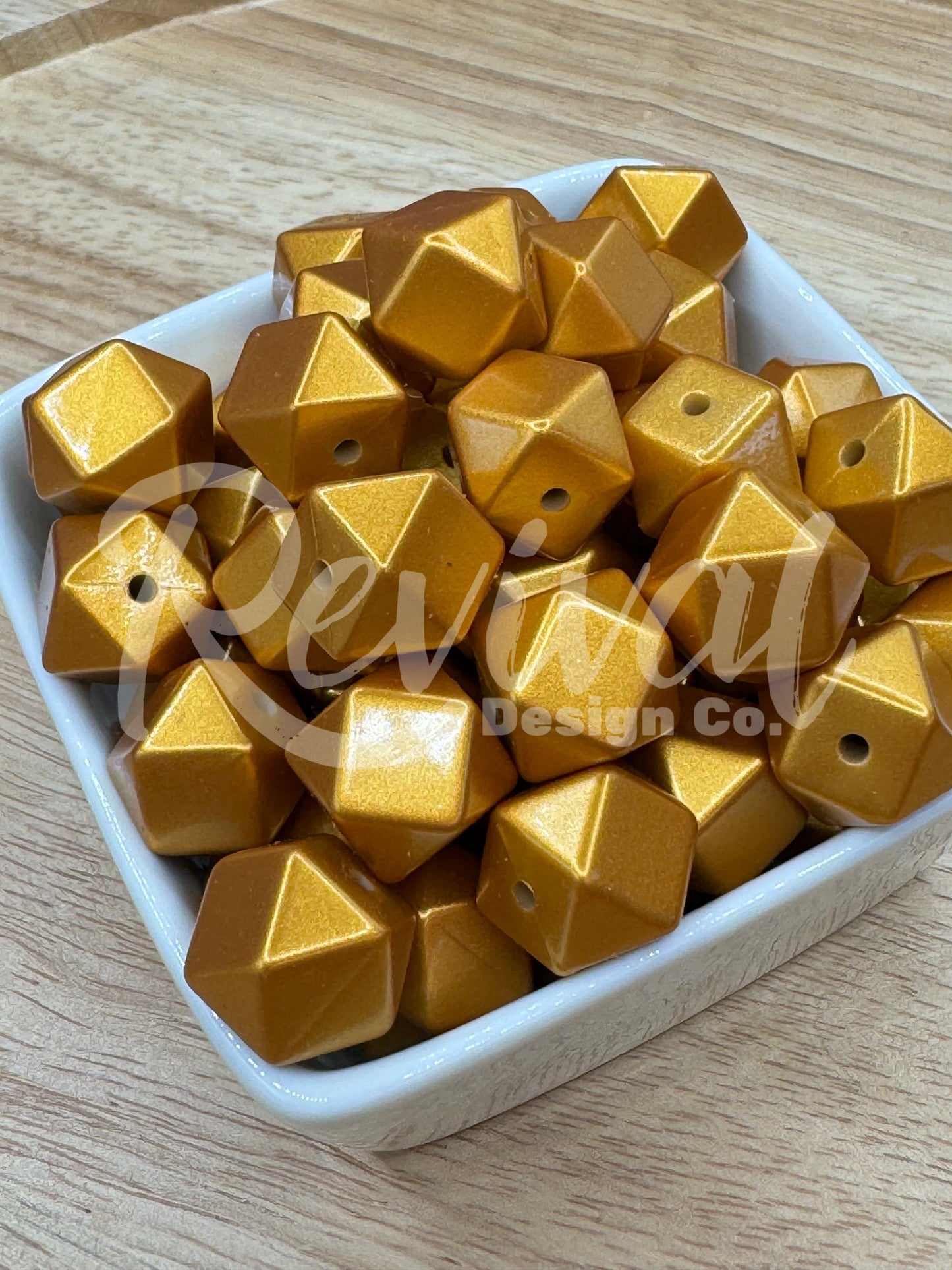 Gold Doubloon - 14mm Metallic Silicone Hexagon