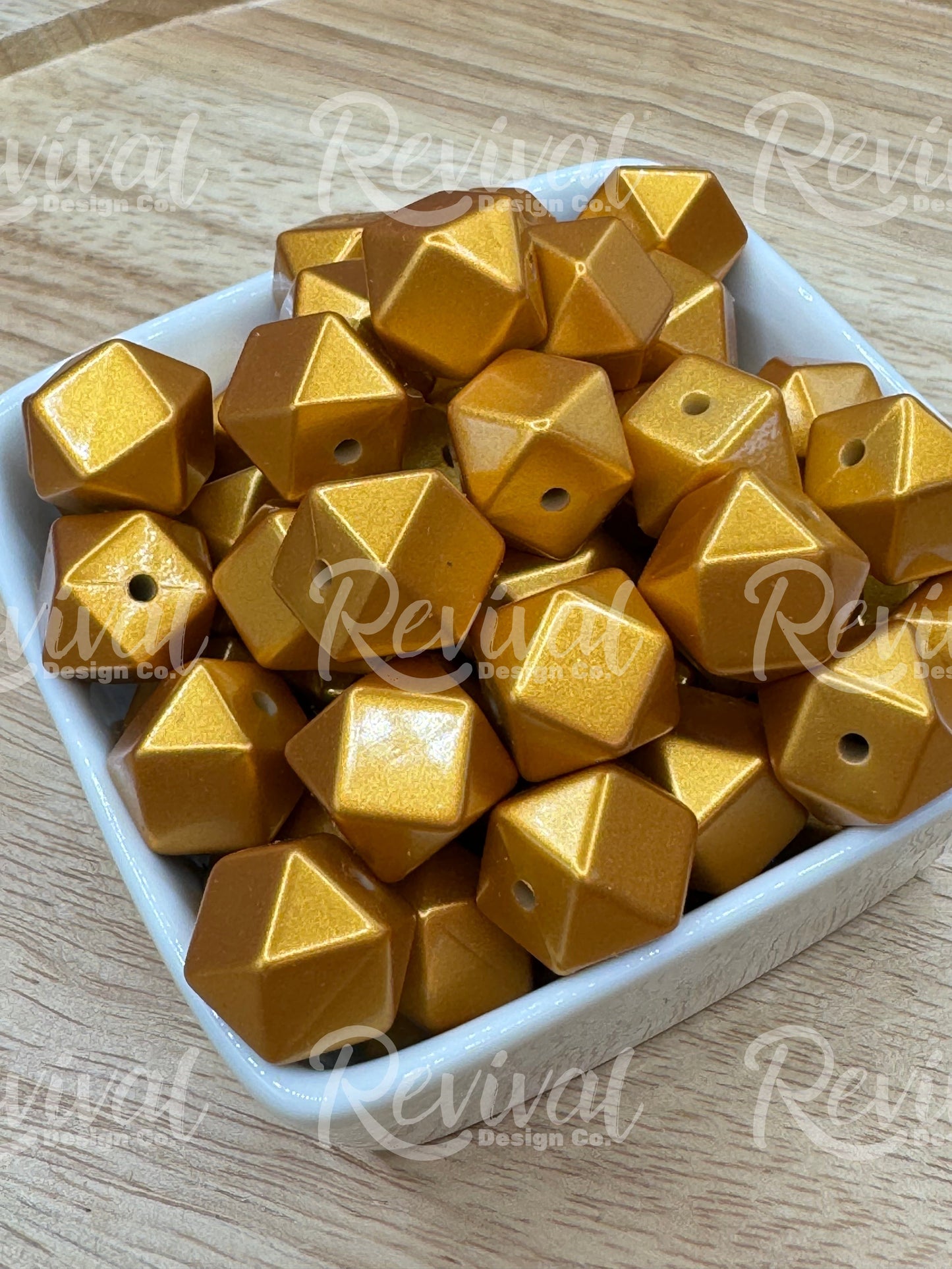 Gold Doubloon - 14mm Metallic Silicone Hexagon