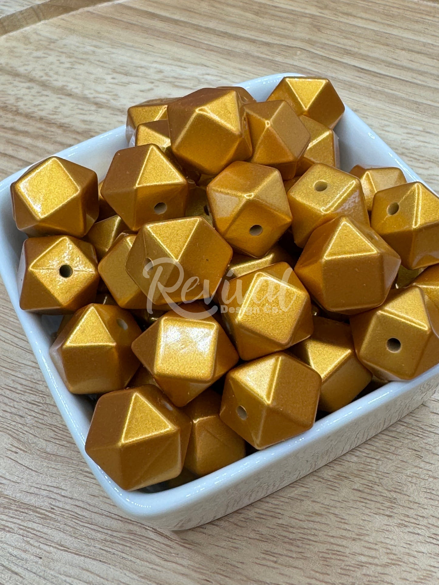 Gold Doubloon - 14mm Metallic Silicone Hexagon