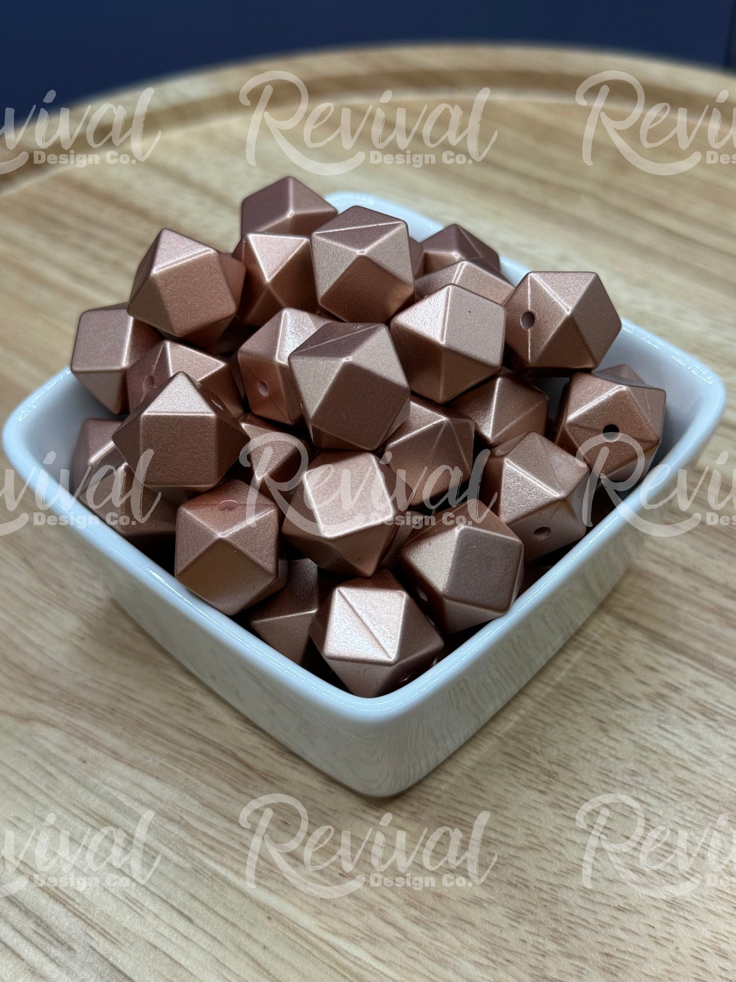 Champagne - 14mm Metallic Silicone Hexagon