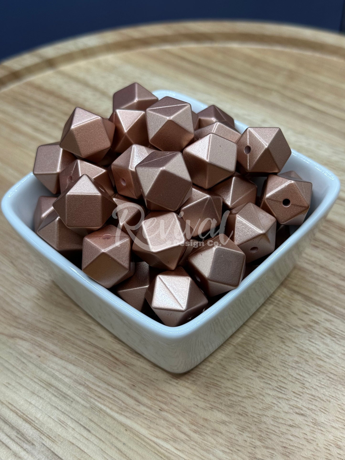 Champagne - 14mm Metallic Silicone Hexagon